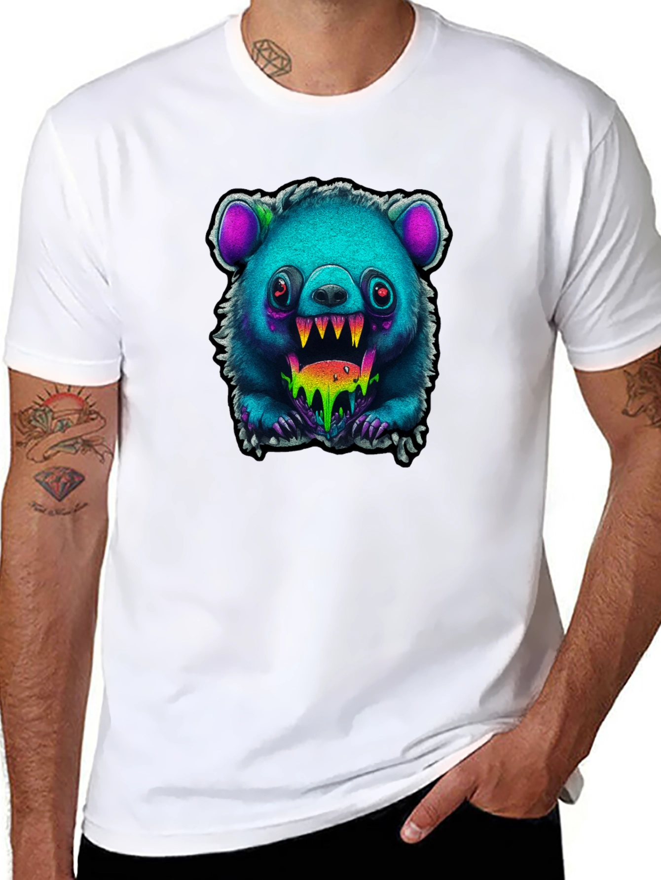 Monster Bear Graphic Tee - Creepy Cute Style