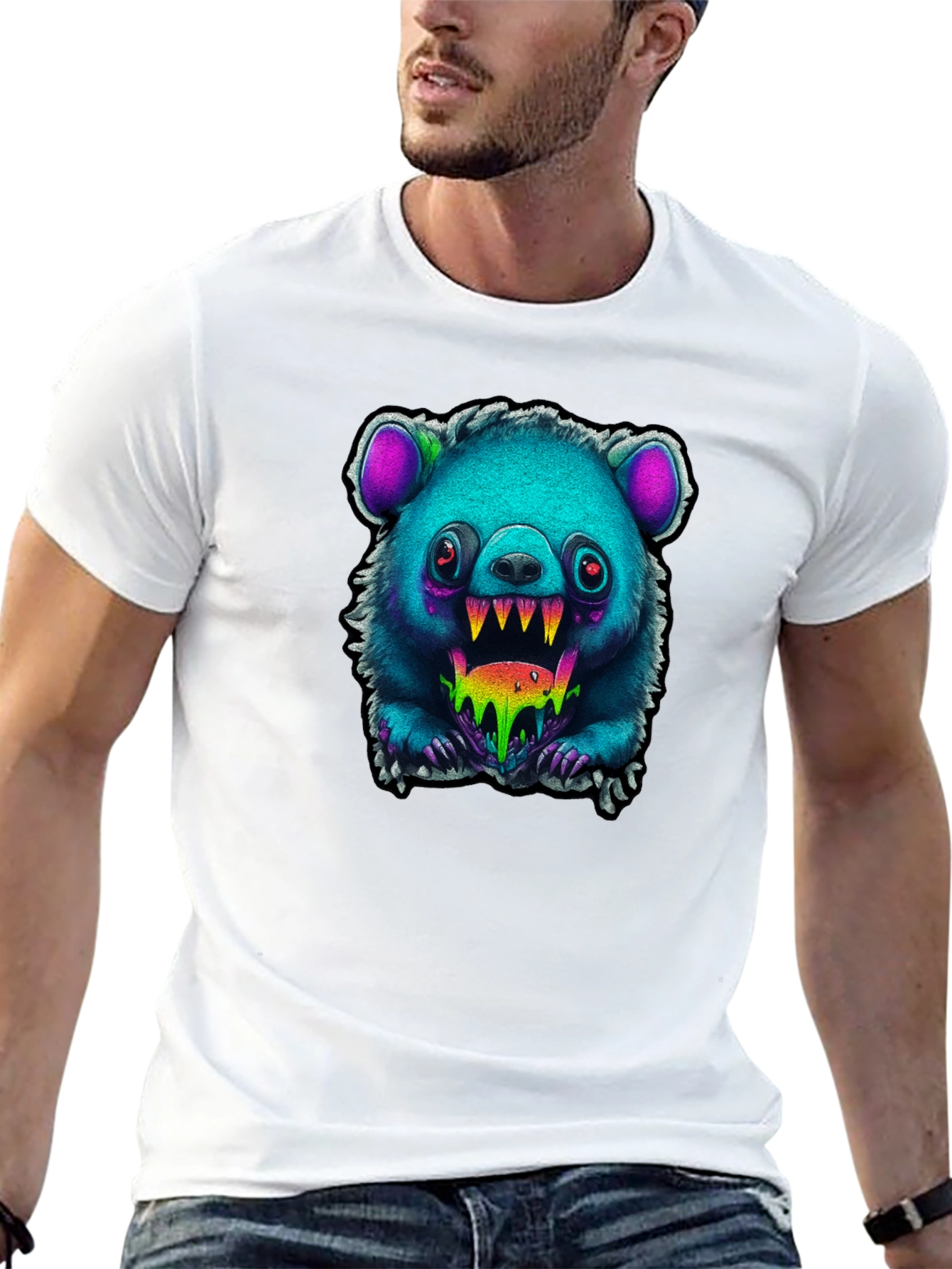 Monster Bear Graphic Tee - Creepy Cute Style