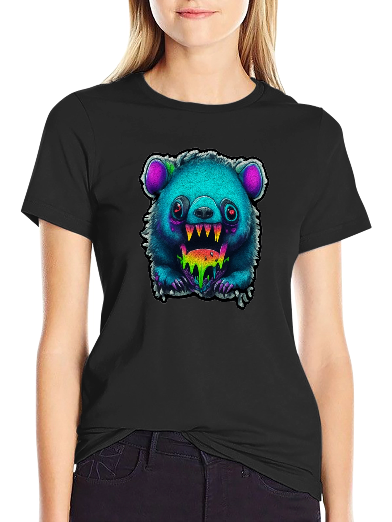 Monster Bear Graphic Tee - Creepy Cute Style