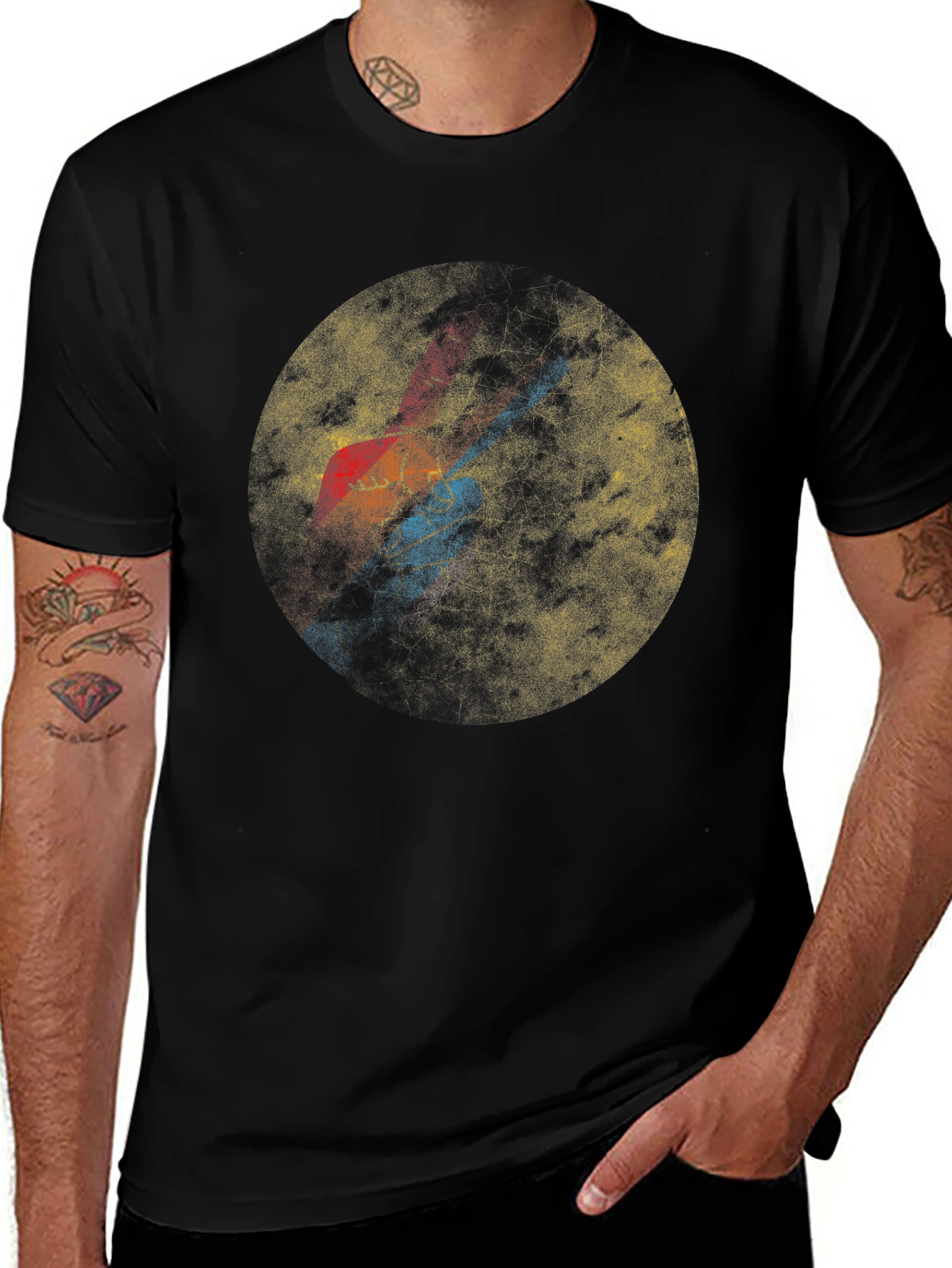 Abstract Grunge Circle Graphic Tee