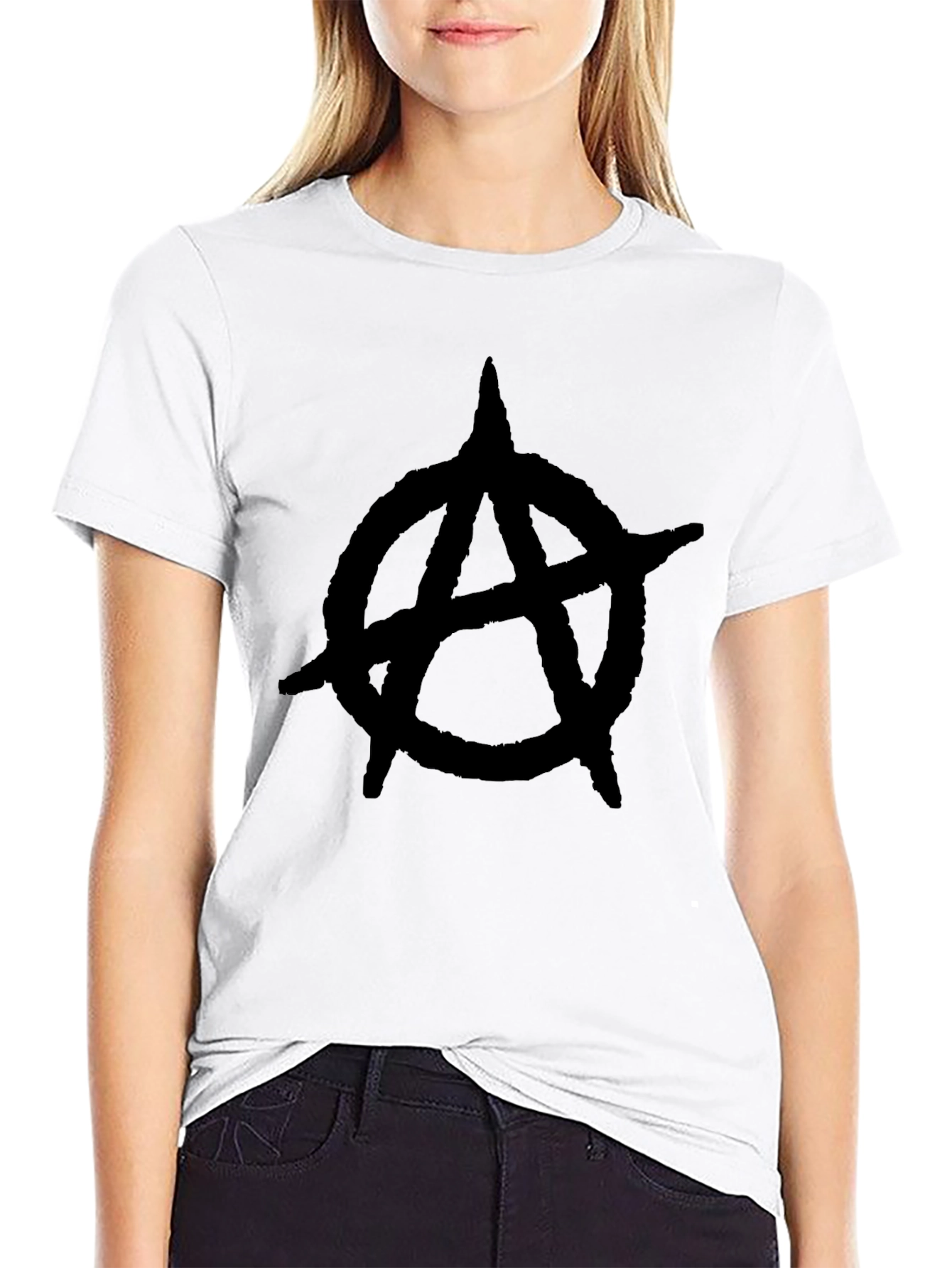 Anarchy Symbol Graphic Tee - Black Cotton T-Shirt
