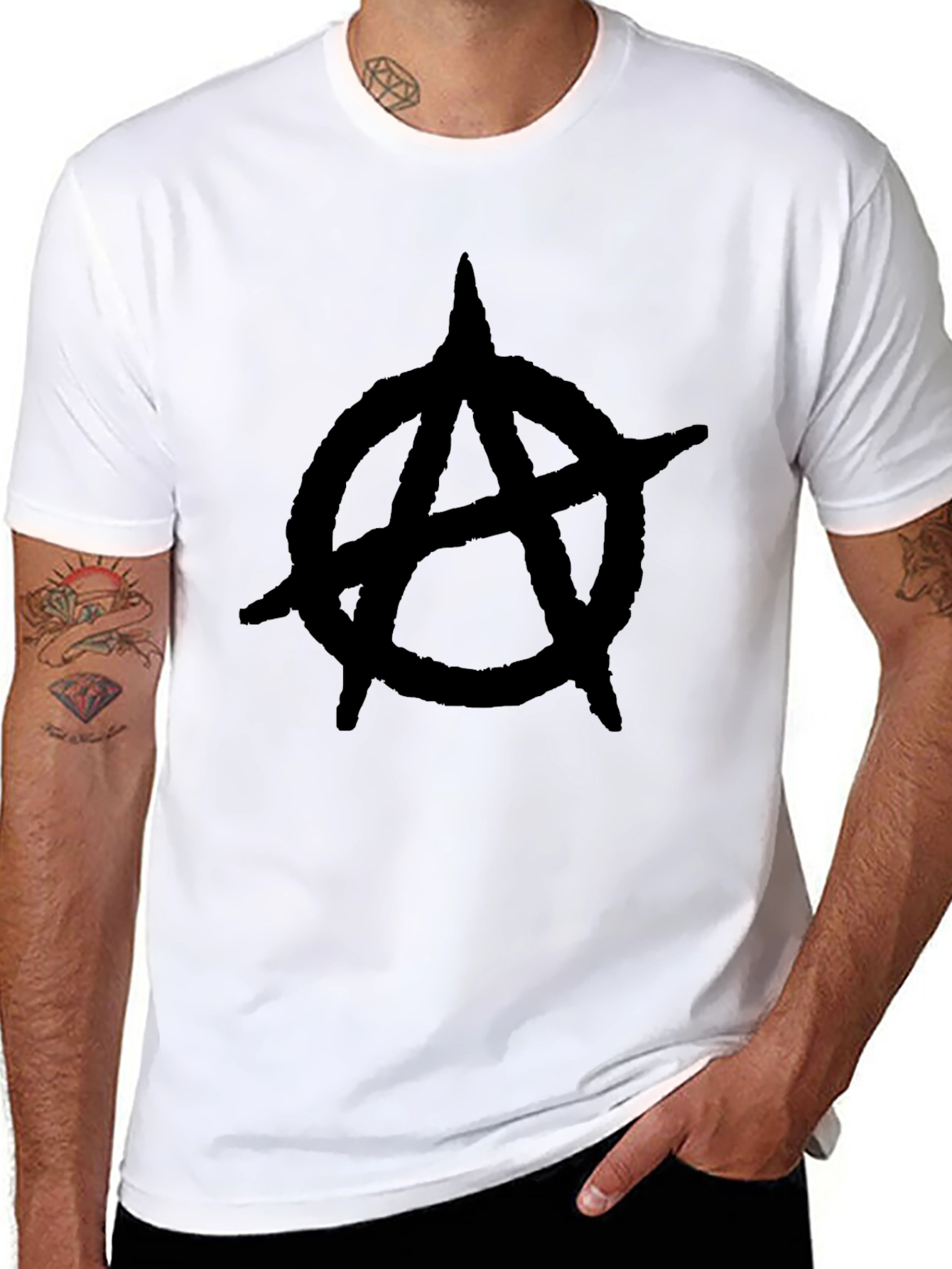 Anarchy Symbol Graphic Tee - Black Cotton T-Shirt