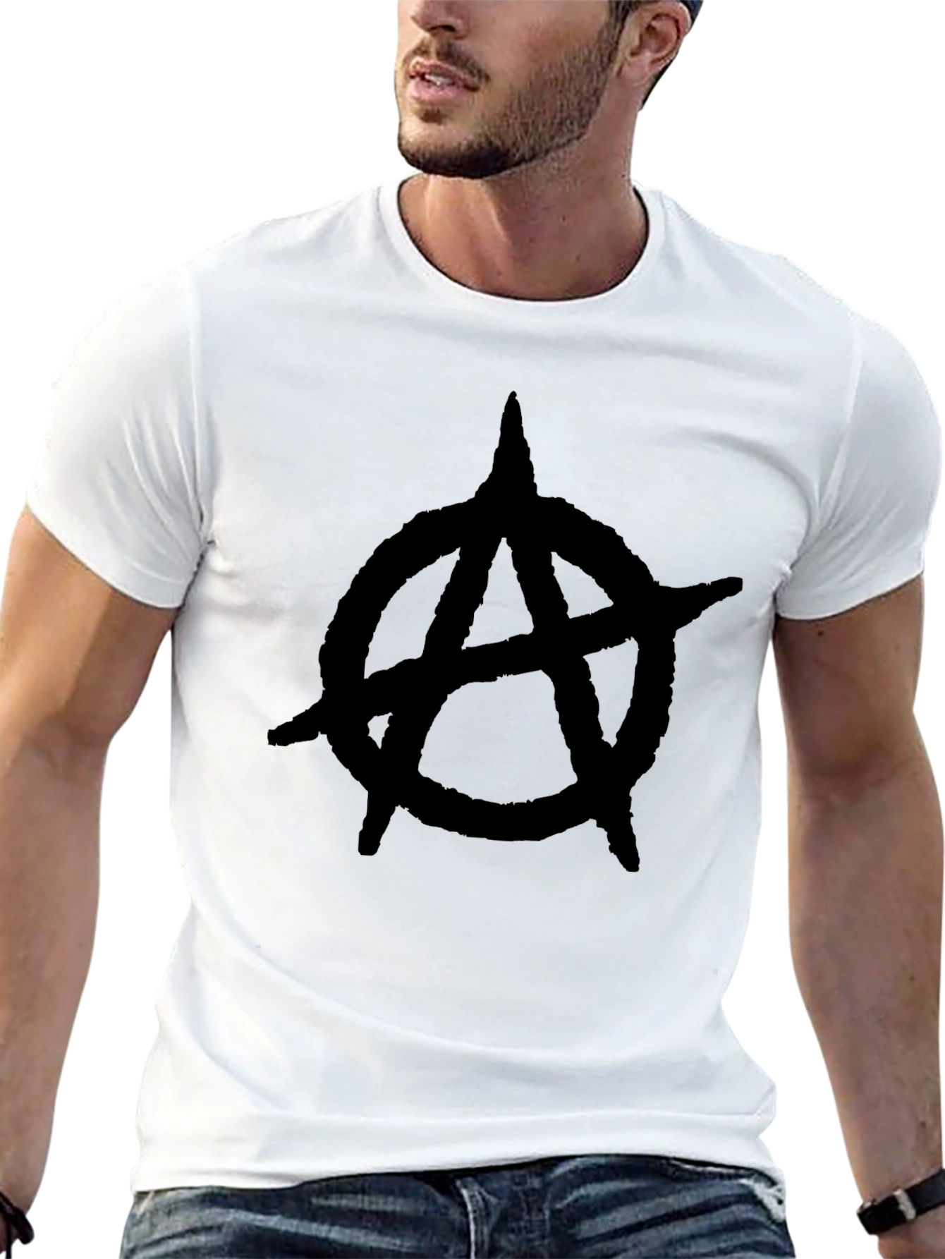 Anarchy Symbol Graphic Tee - Black Cotton T-Shirt