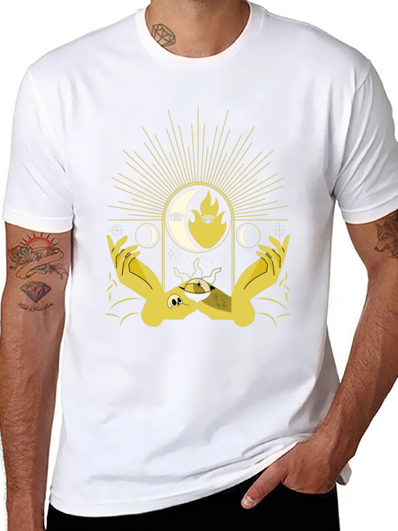 Mystic Moon & Sun Graphic Tee - Black