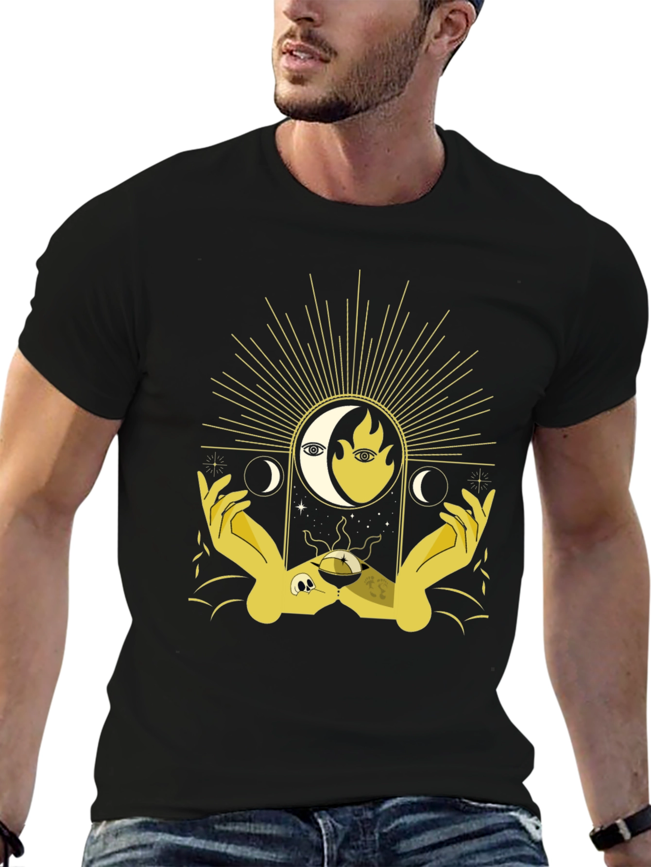 Mystic Moon & Sun Graphic Tee - Black