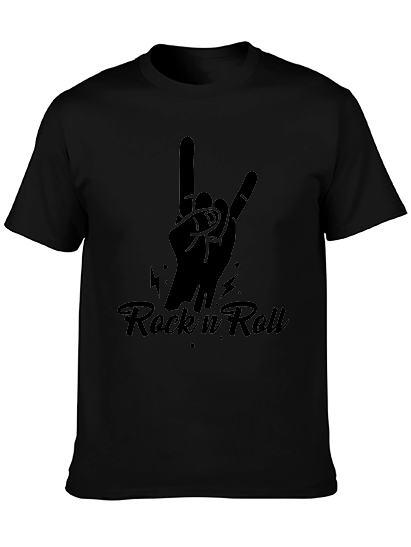Rock n Roll Hand Sign Black T-Shirt