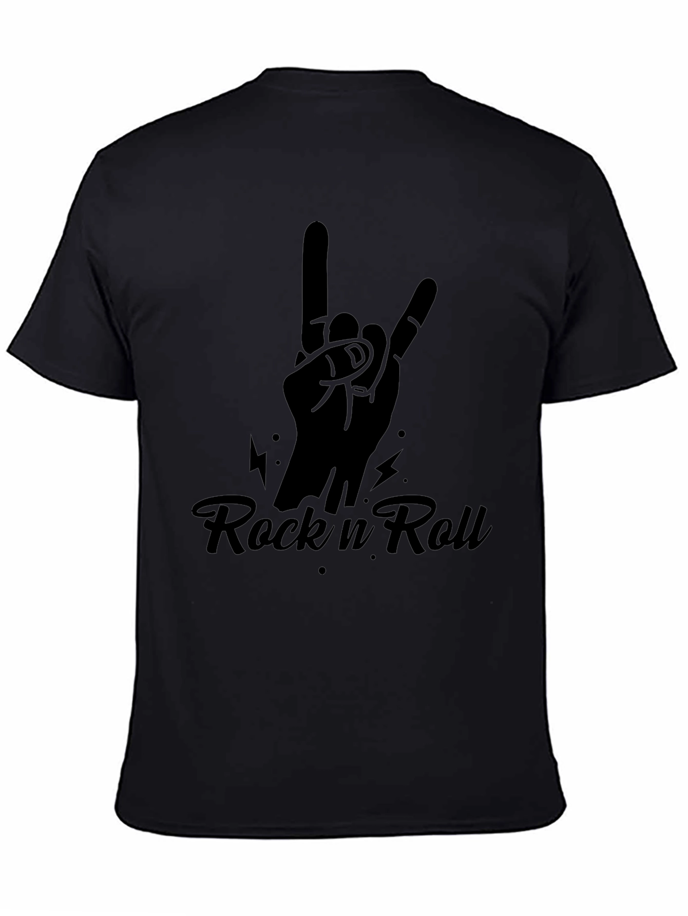 Rock n Roll Hand Sign Black T-Shirt