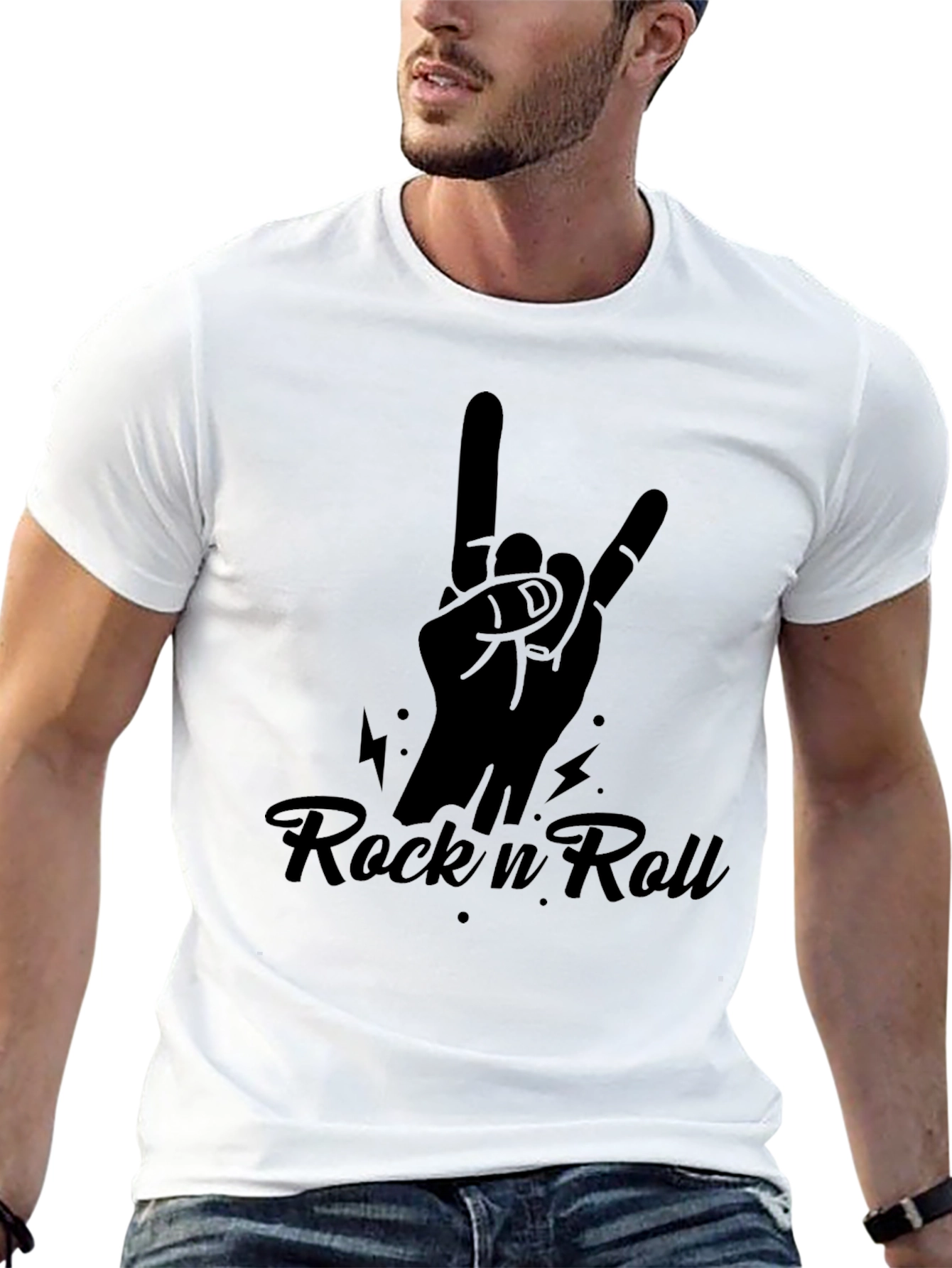 Rock n Roll Hand Sign Black T-Shirt