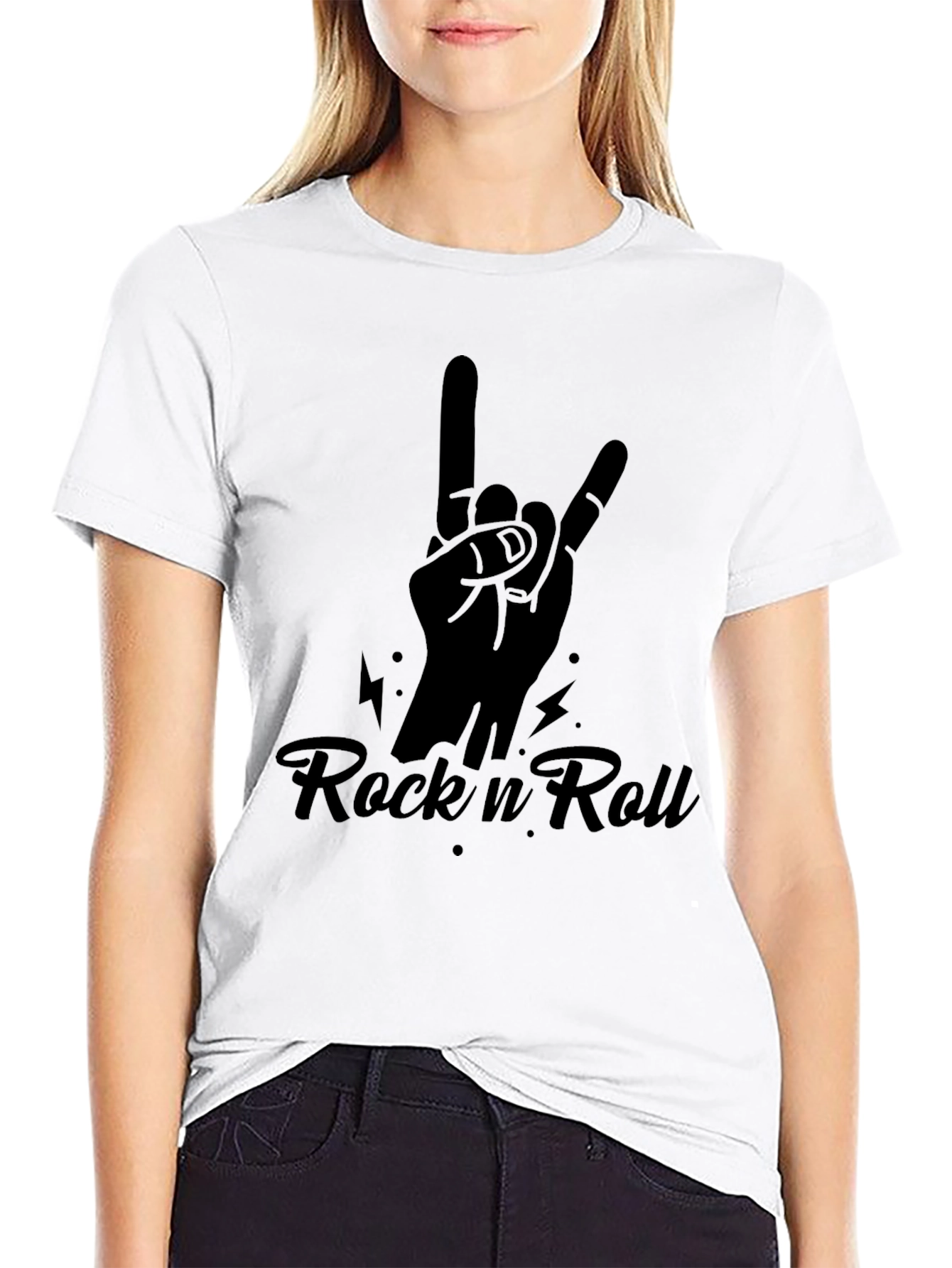 Rock n Roll Hand Sign Black T-Shirt