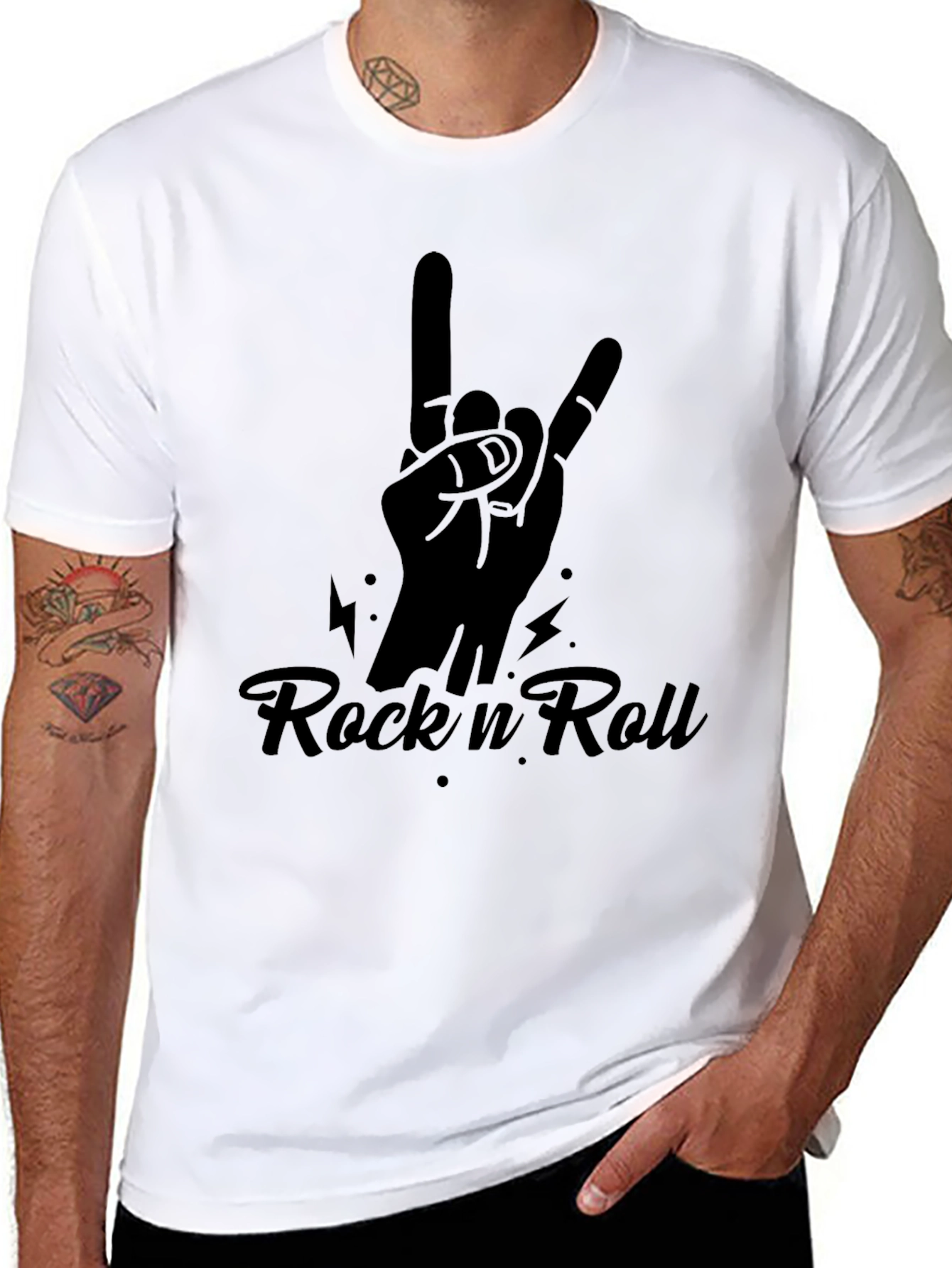 Rock n Roll Hand Sign Black T-Shirt