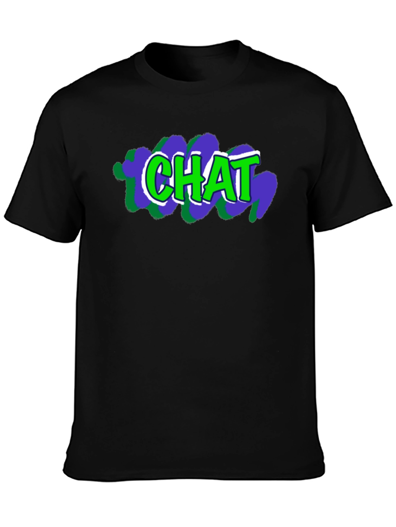 Mens Black T-Shirt with CHAT Graphic