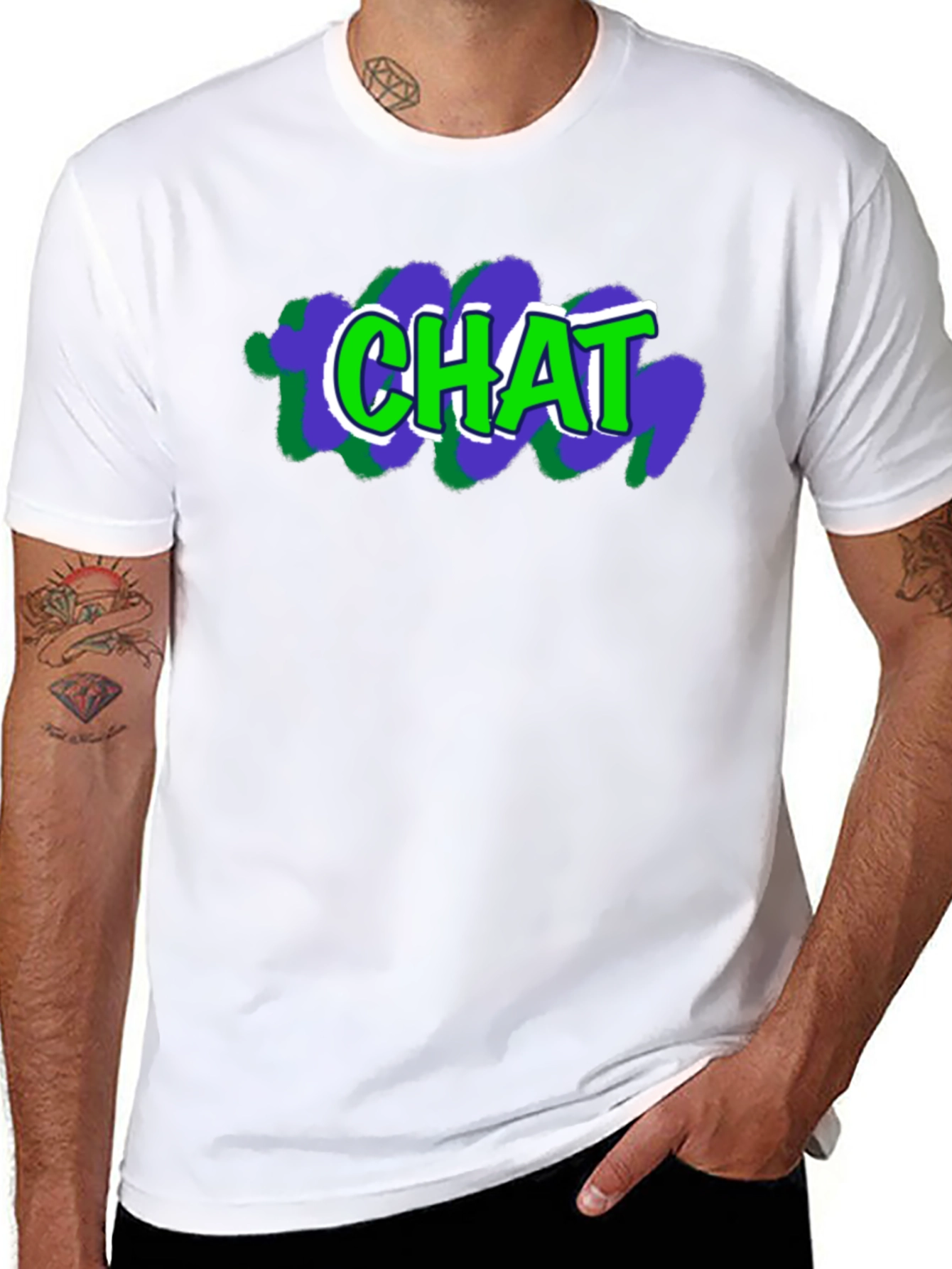 Mens Black T-Shirt with CHAT Graphic