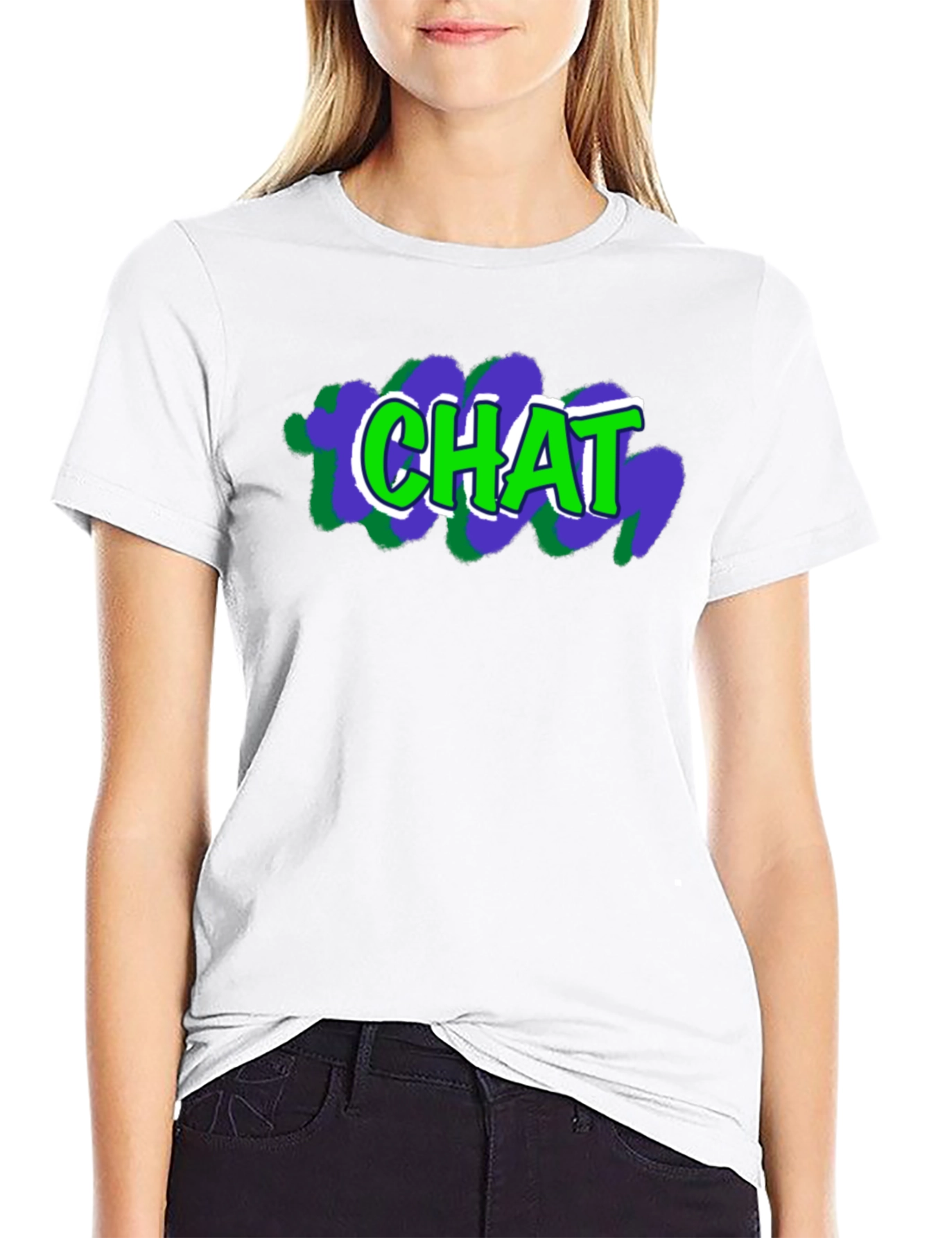 Mens Black T-Shirt with CHAT Graphic