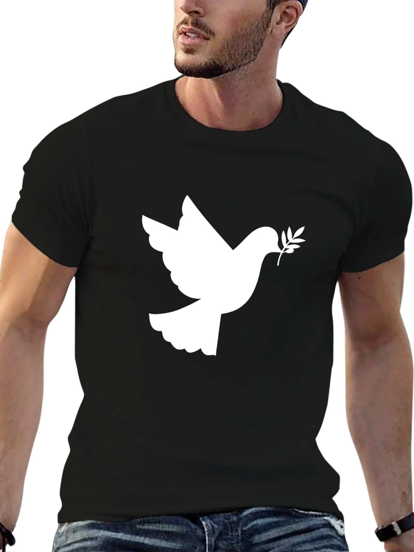 Peace Dove Graphic Tee - Stylish Black Cotton T-Shirt