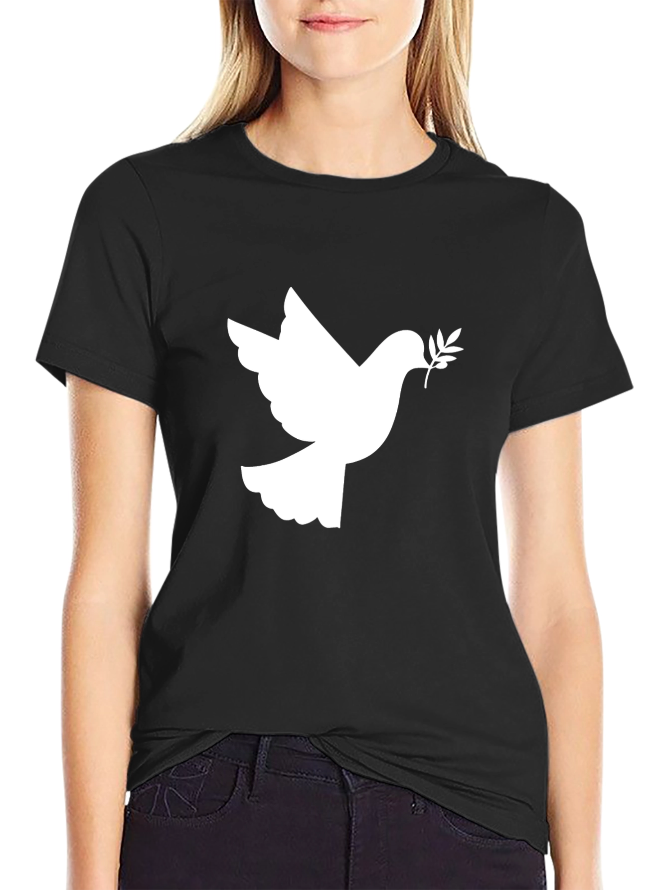 Peace Dove Graphic Tee - Stylish Black Cotton T-Shirt