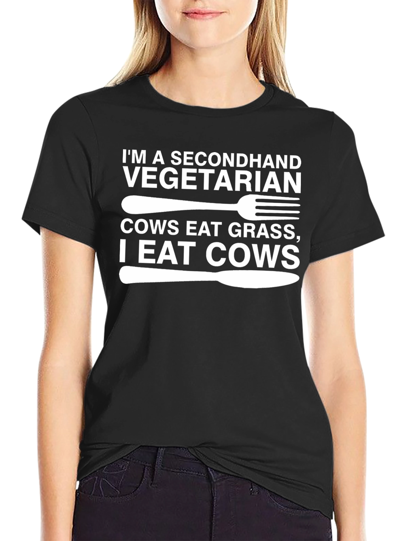 Secondhand Vegetarian Humor Graphic T-Shirt