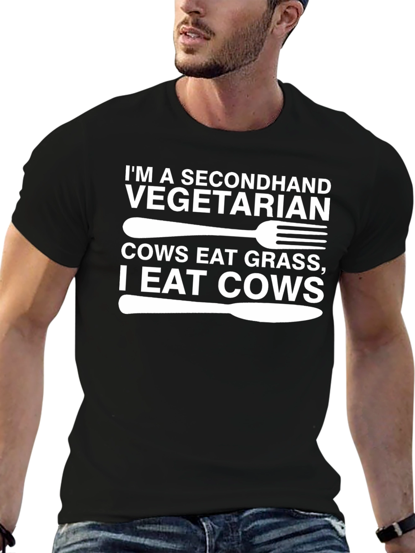 Secondhand Vegetarian Humor Graphic T-Shirt