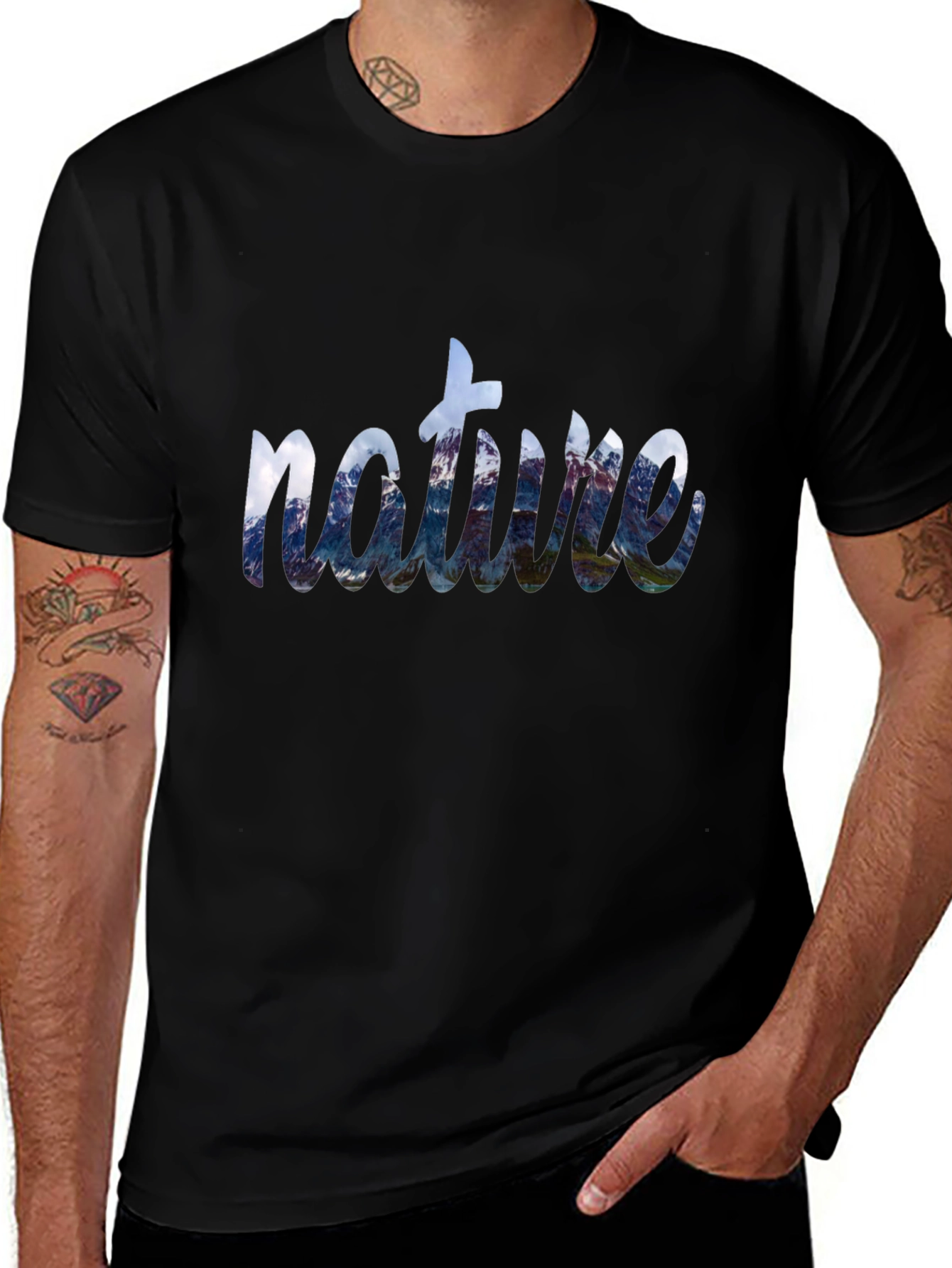 Nature Graphic Print Crew Neck T-Shirt