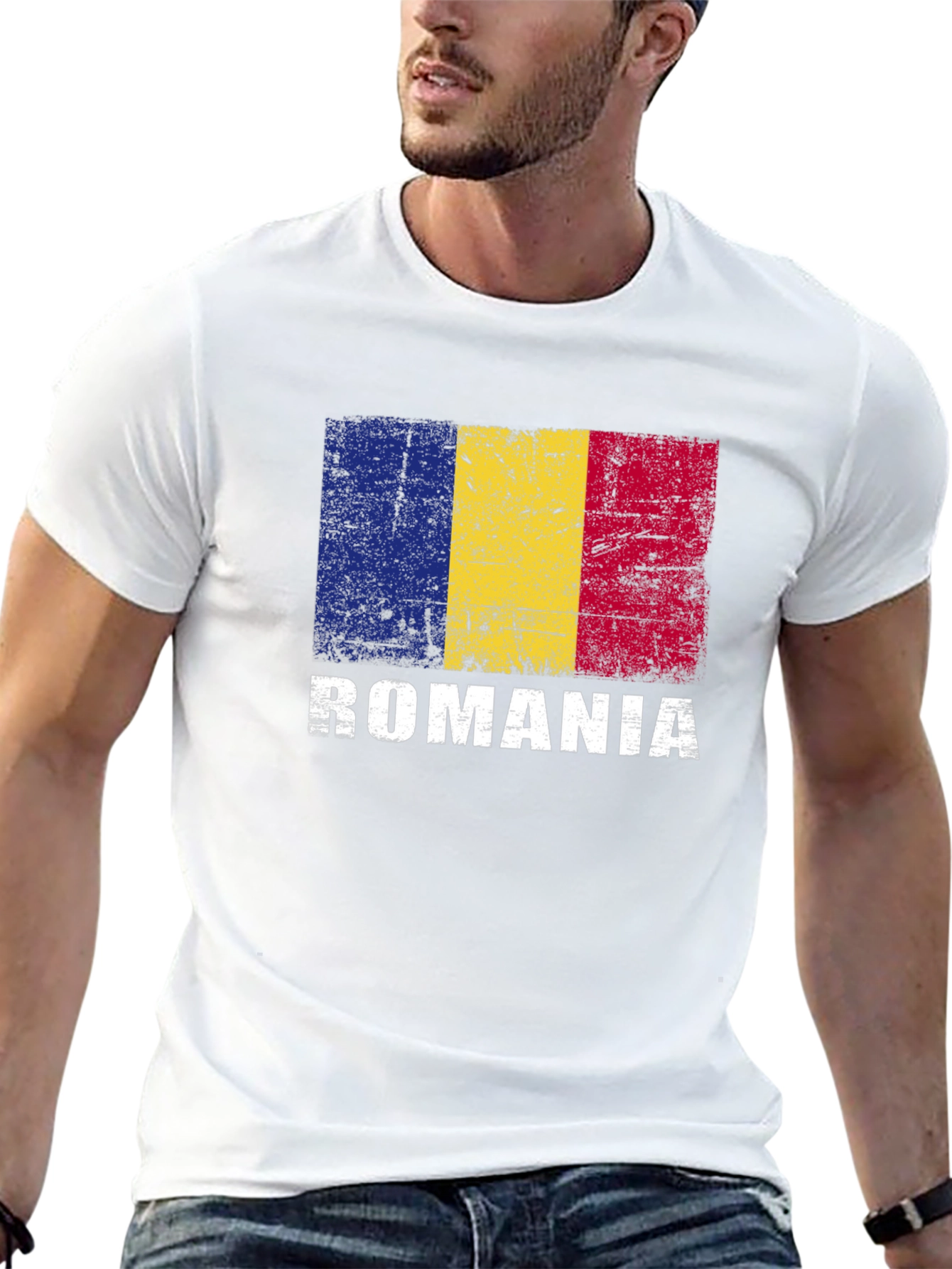 Romania Flag T-Shirt - Distressed Design