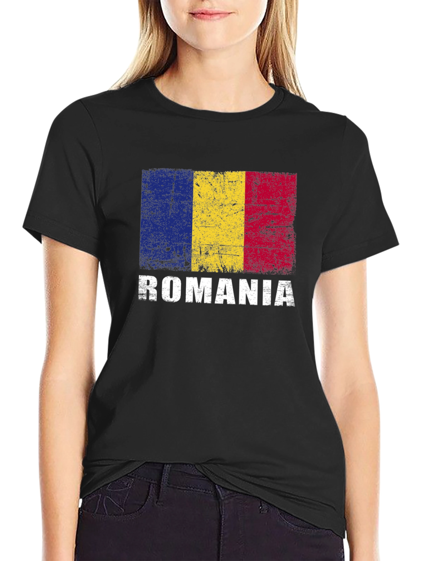 Romania Flag T-Shirt - Distressed Design