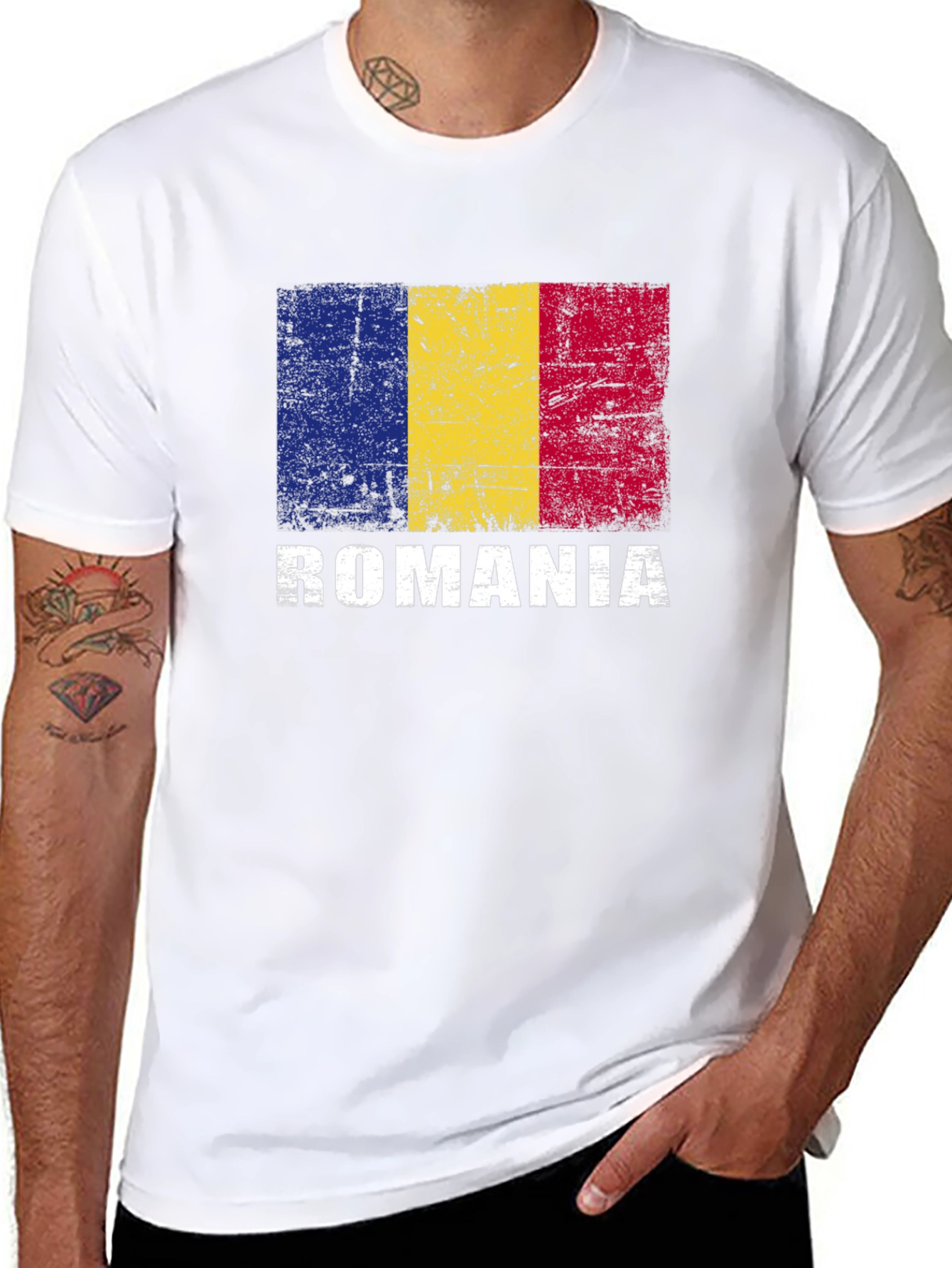 Romania Flag T-Shirt - Distressed Design