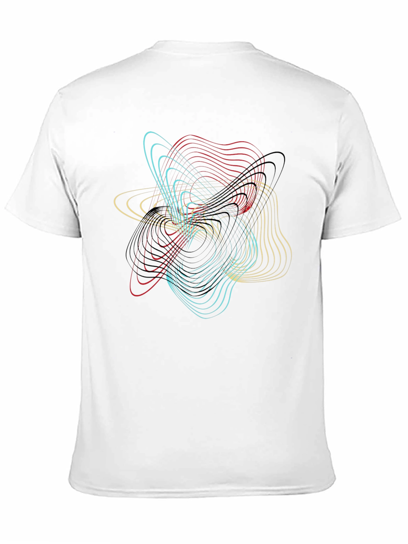 Abstract Geometric Line Art Black T-Shirt