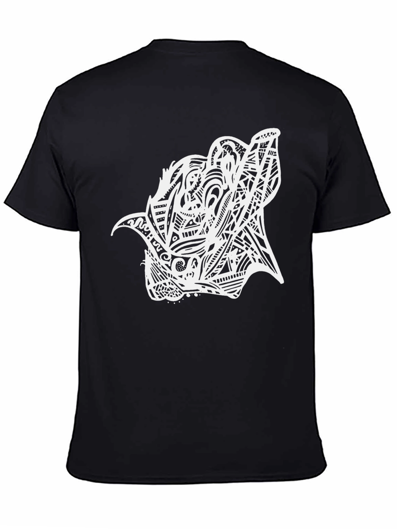 Abstract Wolf Graphic Print Black T-Shirt