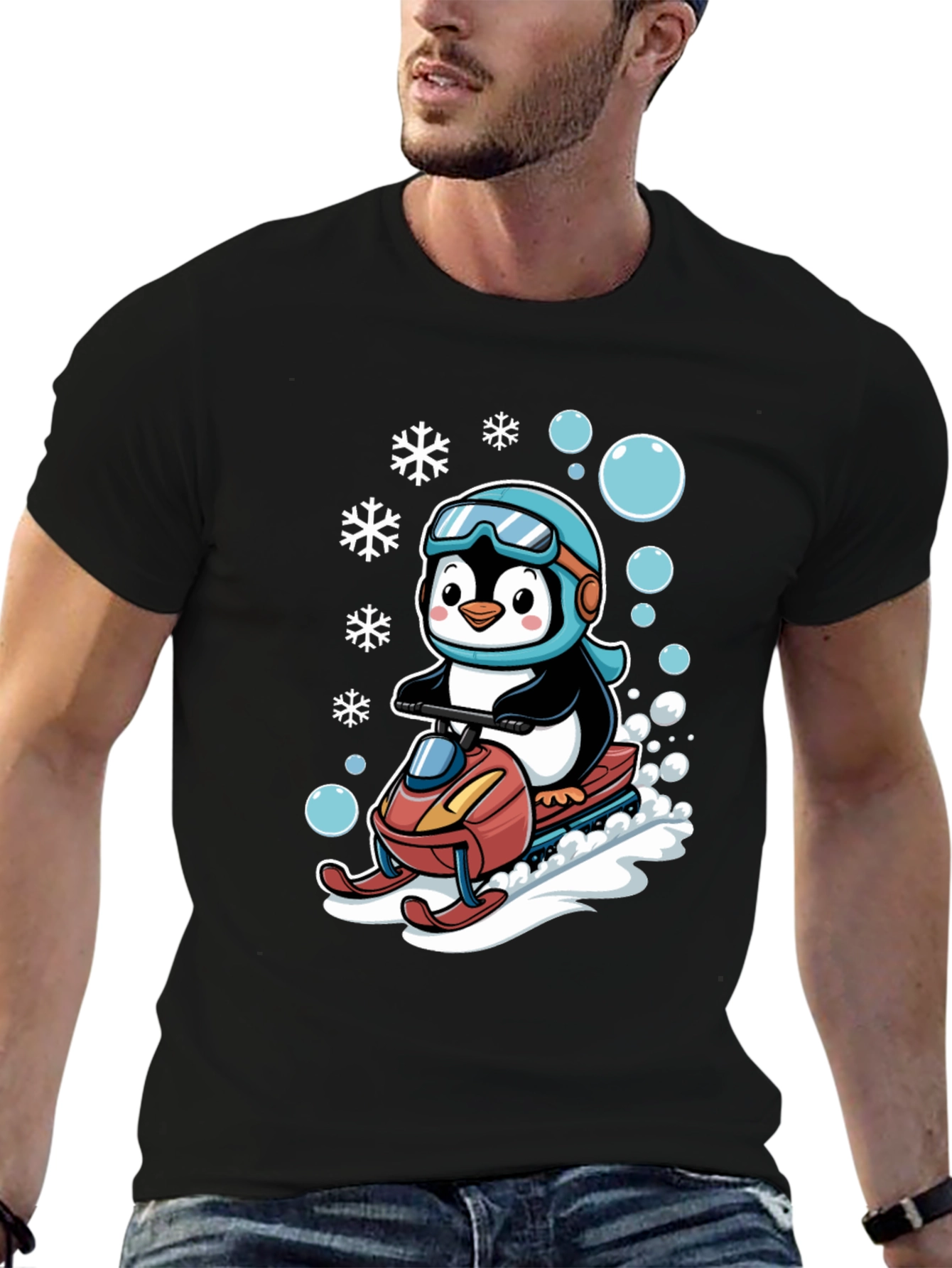 Penguin Snowmobile Graphic Tee