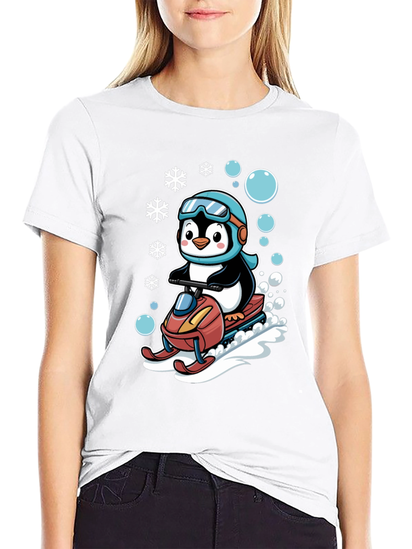 Penguin Snowmobile Graphic Tee