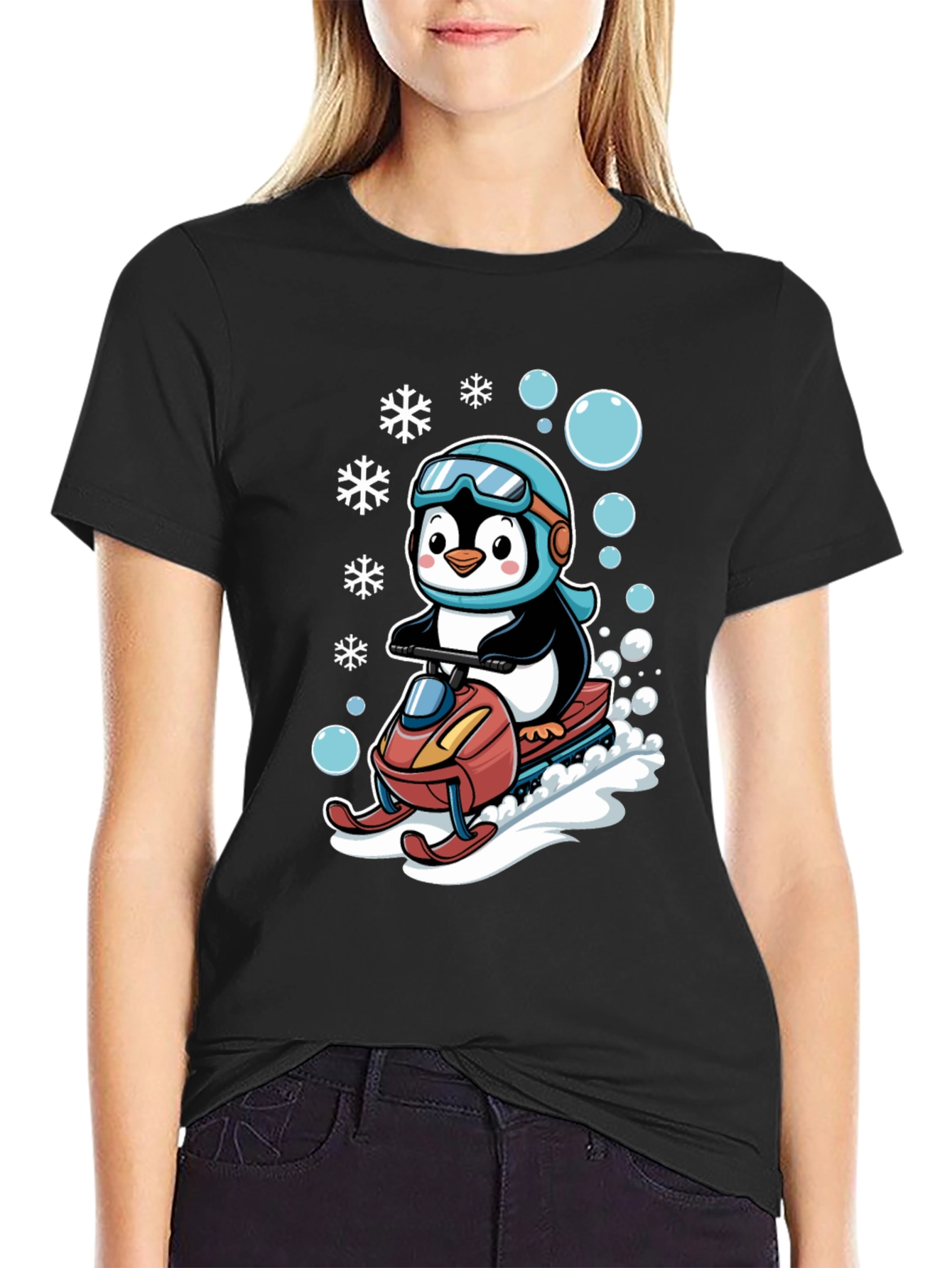 Penguin Snowmobile Graphic Tee