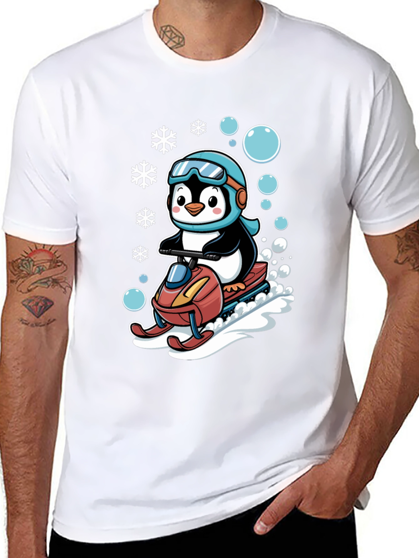 Penguin Snowmobile Graphic Tee