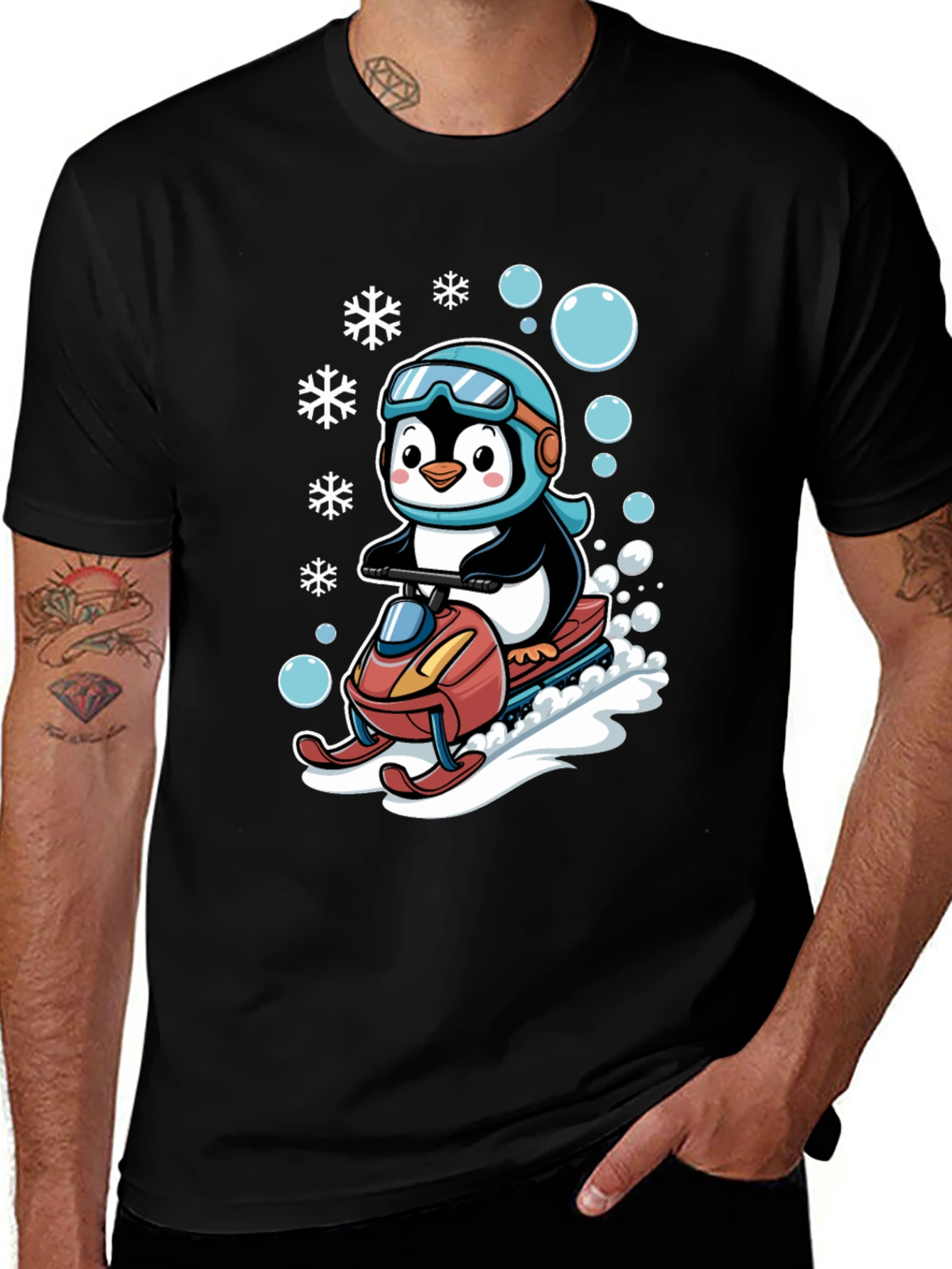Penguin Snowmobile Graphic Tee