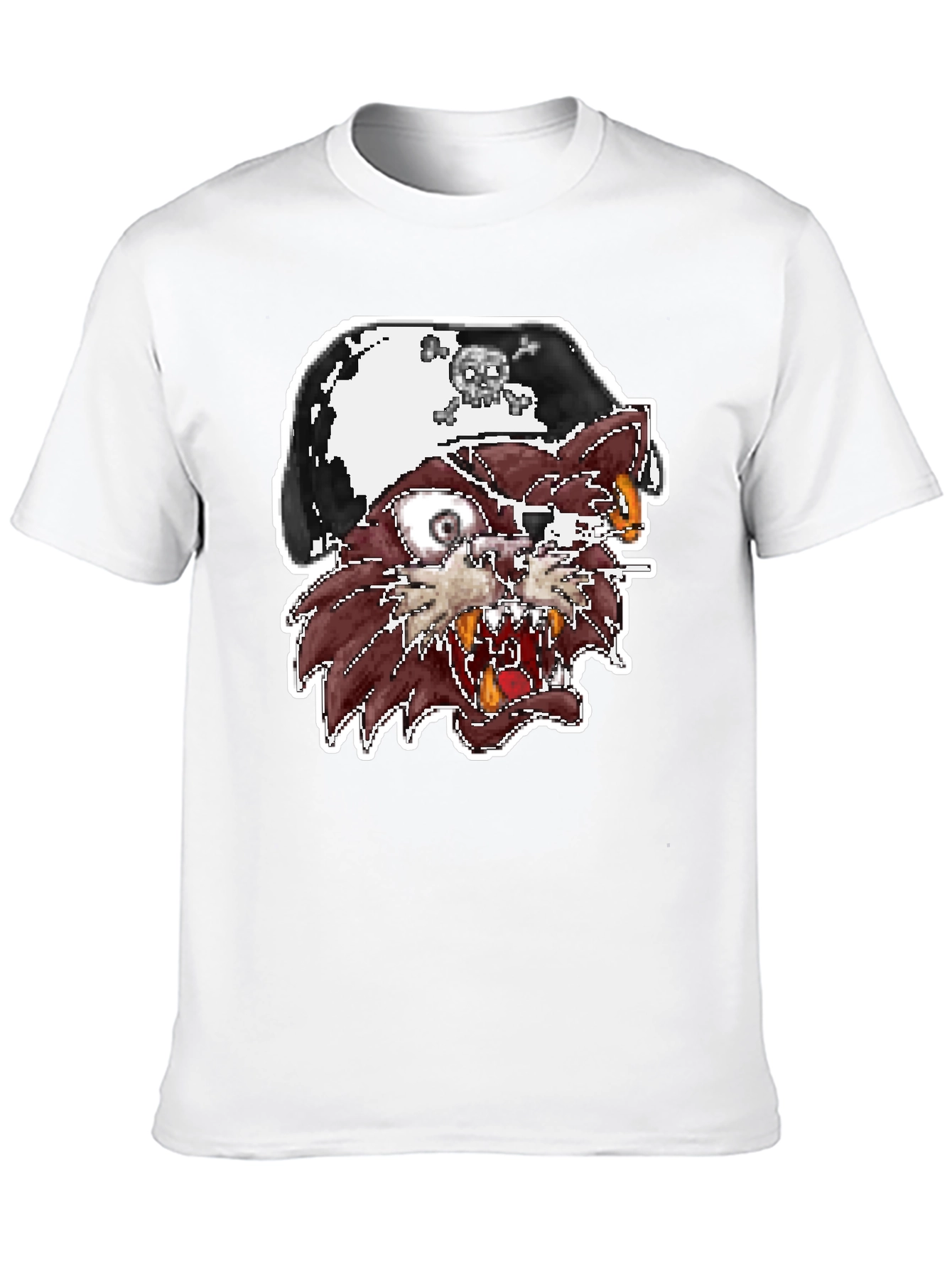 Pirate Cat Graphic T-Shirt - Black Crew Neck Tee