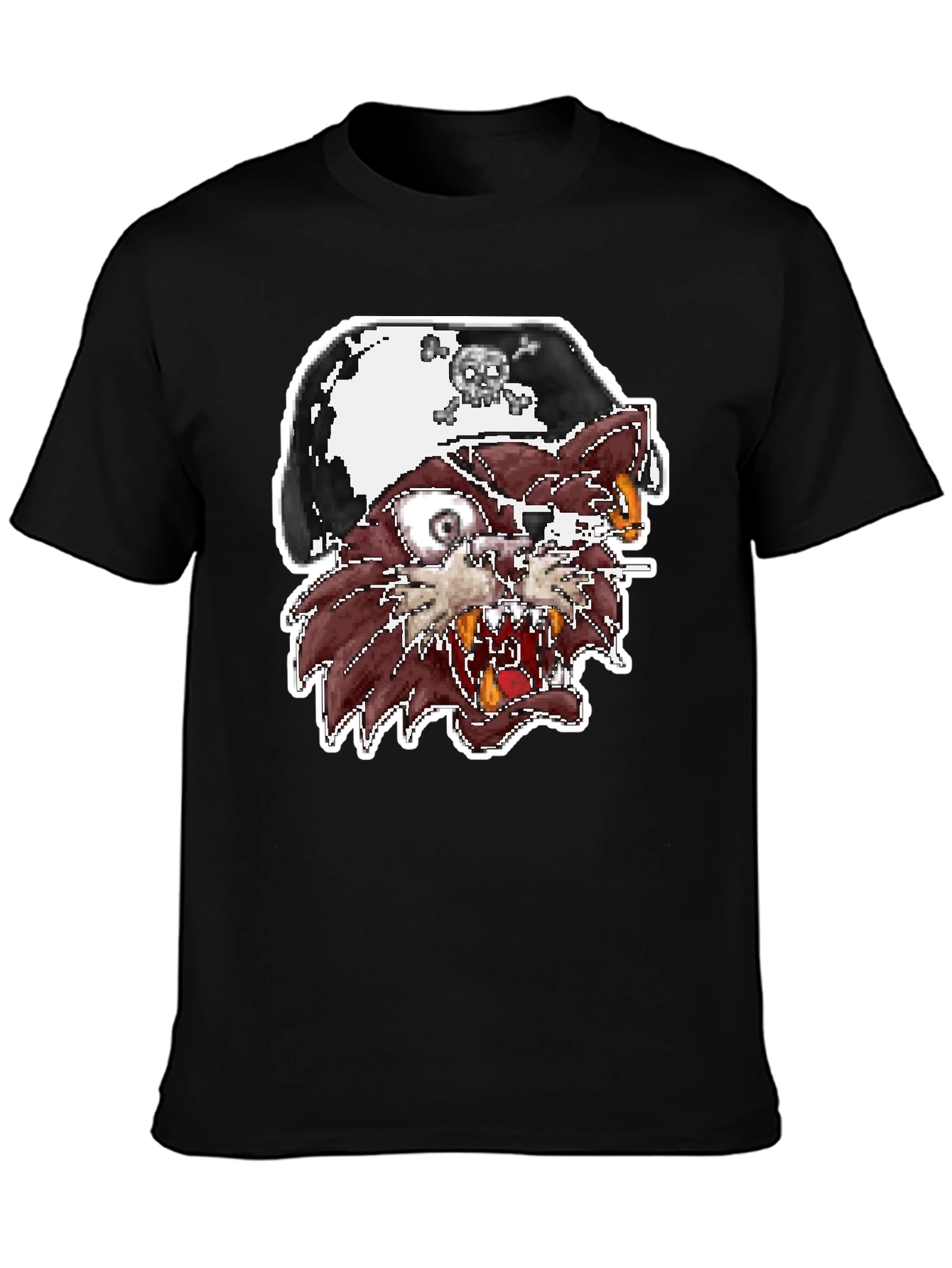 Pirate Cat Graphic T-Shirt - Black Crew Neck Tee