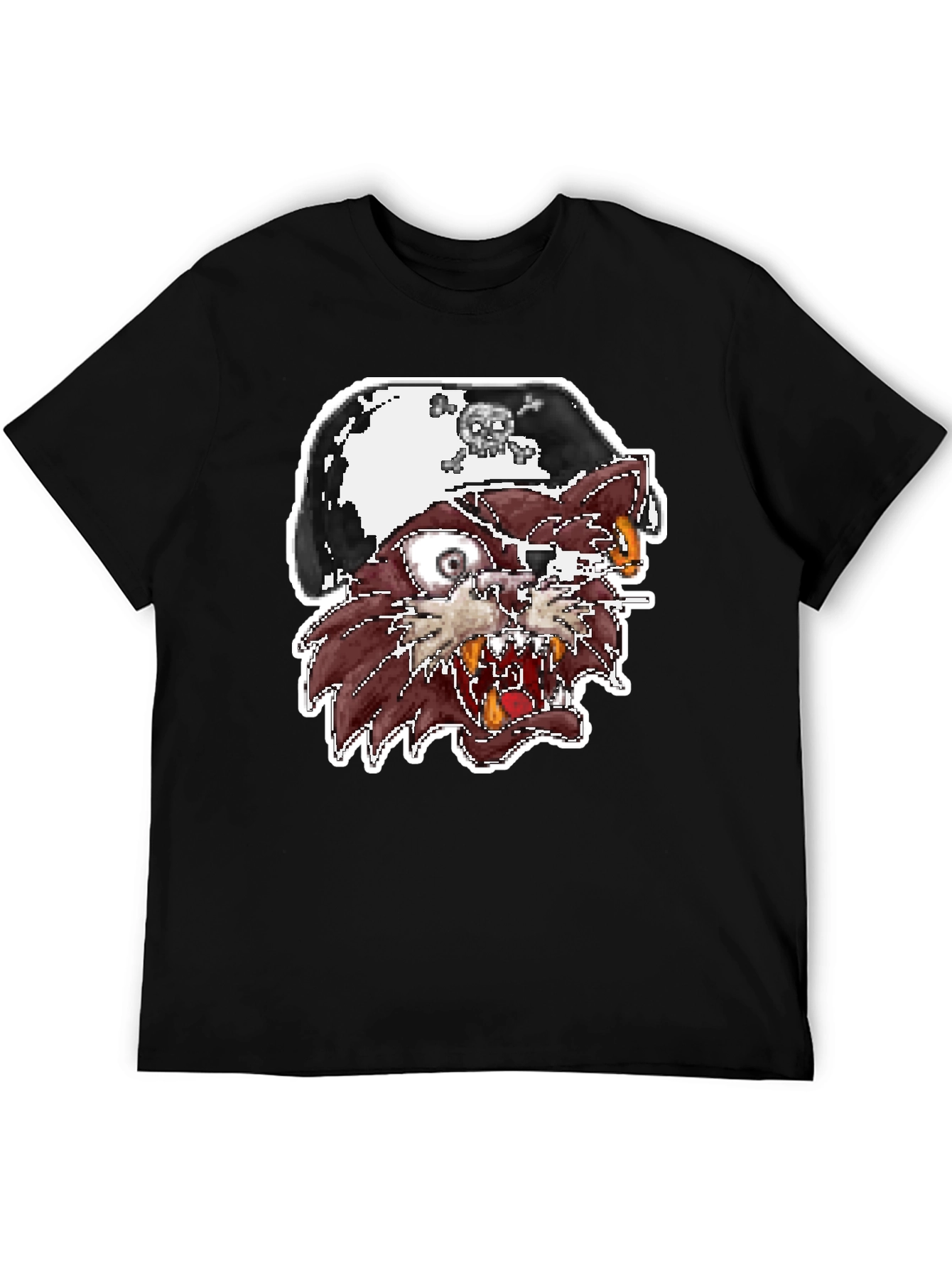 Pirate Cat Graphic T-Shirt - Black Crew Neck Tee