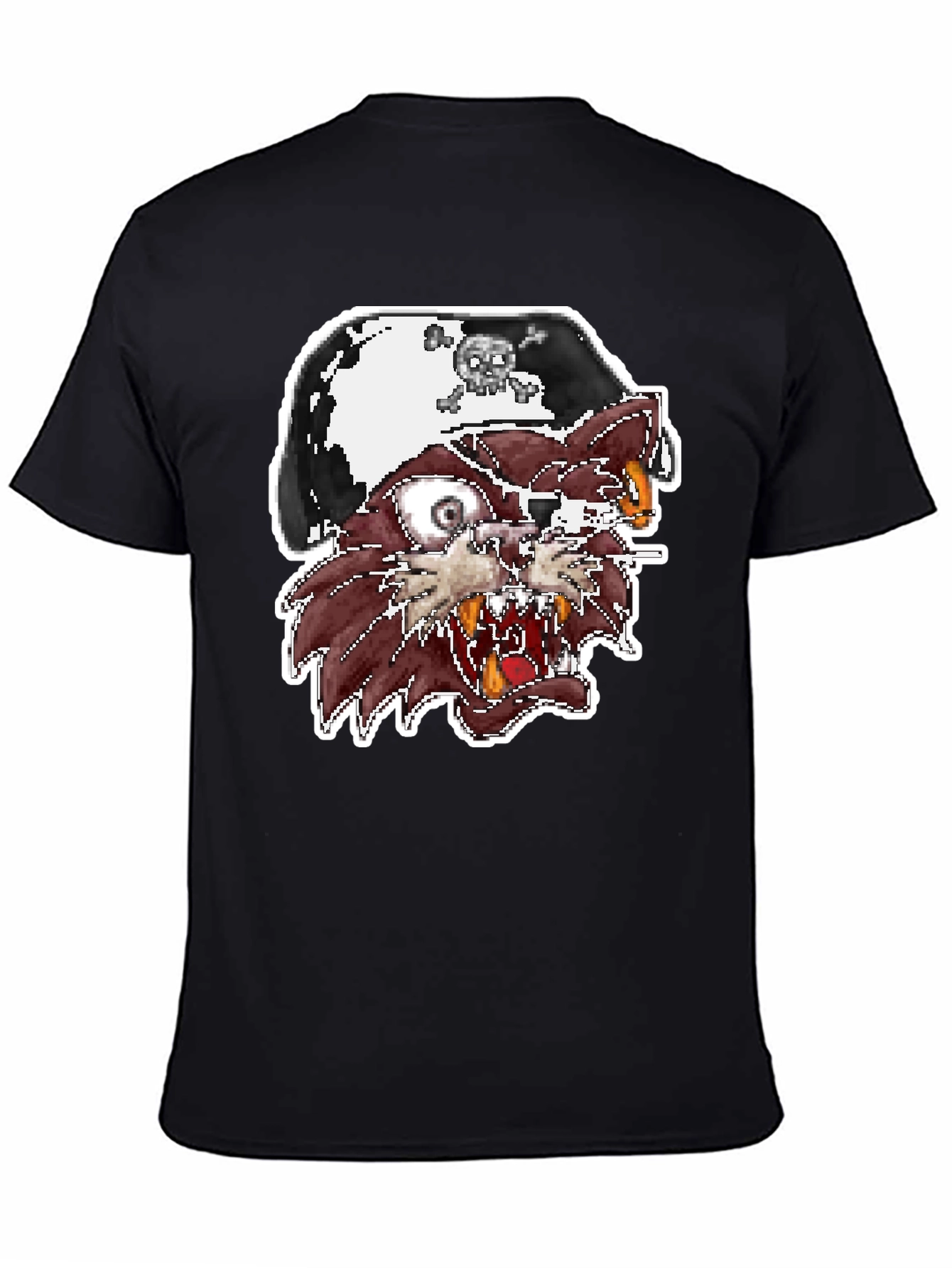 Pirate Cat Graphic T-Shirt - Black Crew Neck Tee