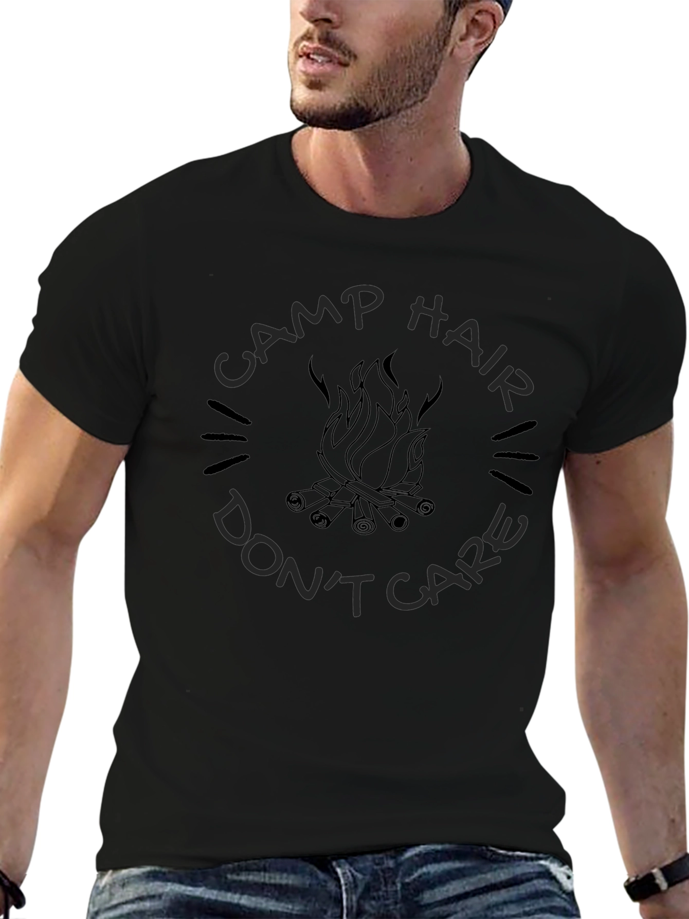 Camp Hair Dont Care T-Shirt - Black
