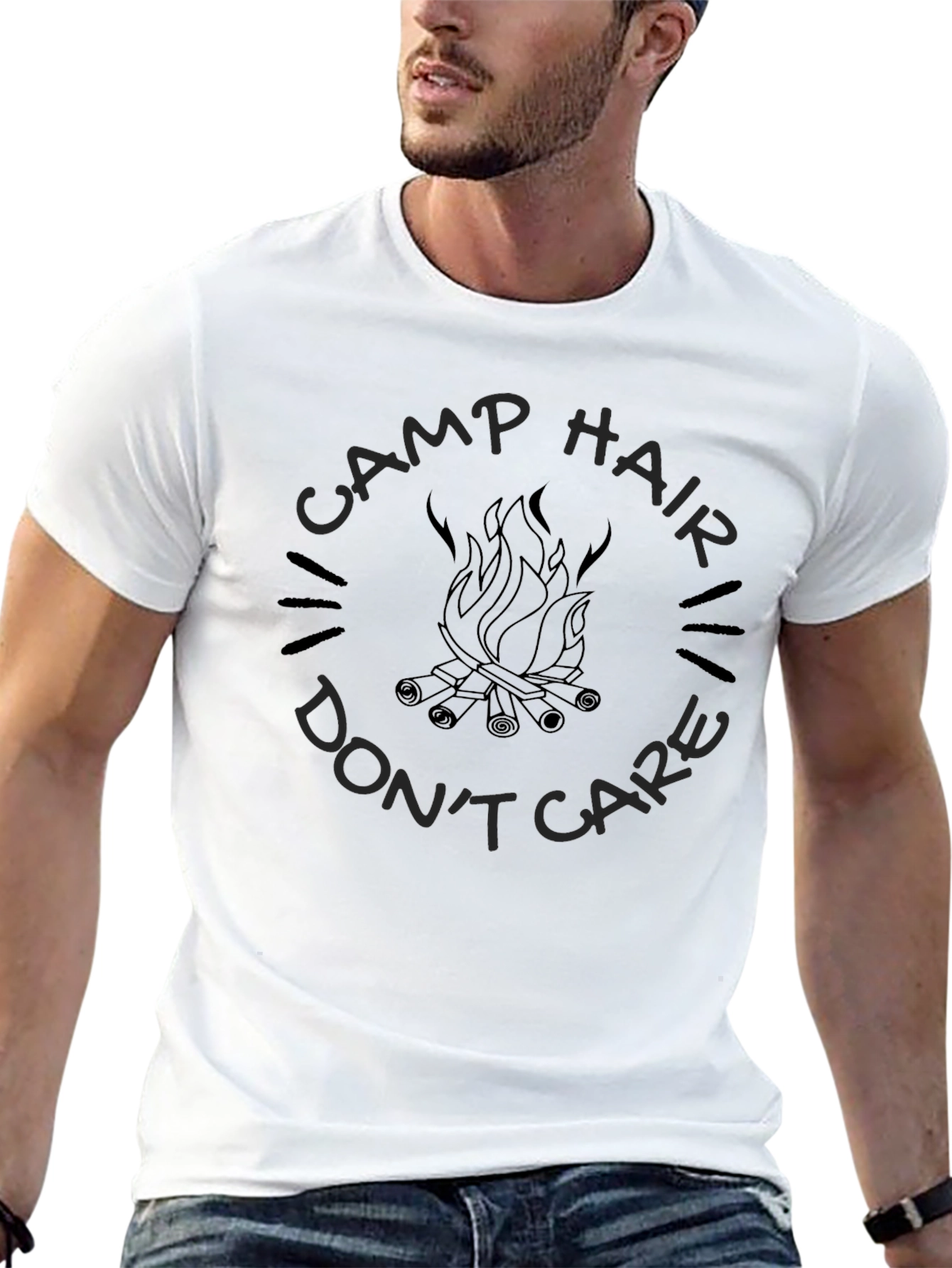 Camp Hair Dont Care T-Shirt - Black