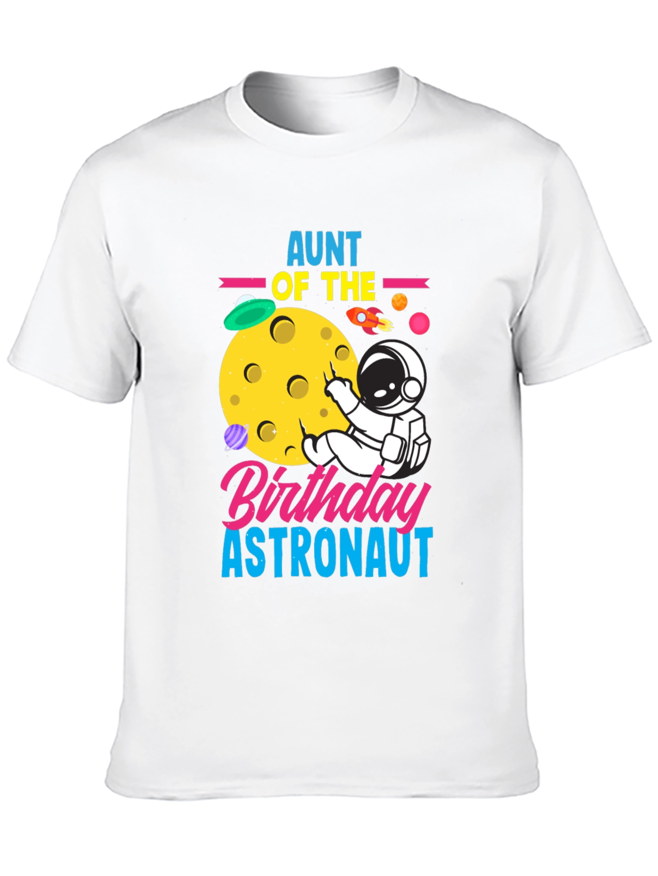 Aunt of the Birthday Astronaut Black T-Shirt