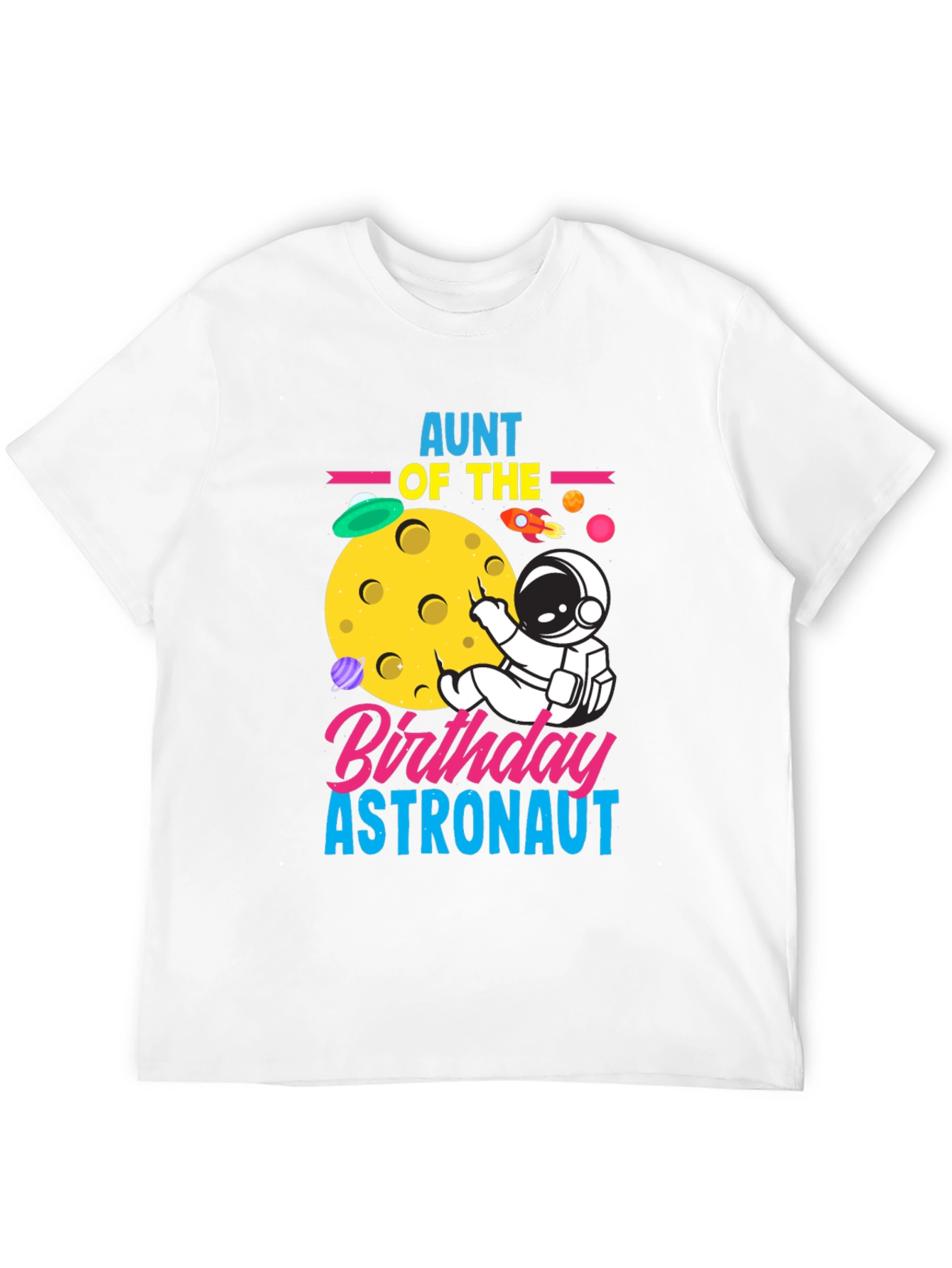 Aunt of the Birthday Astronaut Black T-Shirt