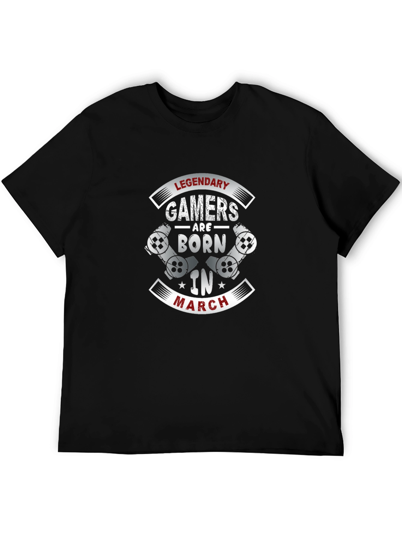 Legendary Gamers Born in March Black Graphic T-Shirt