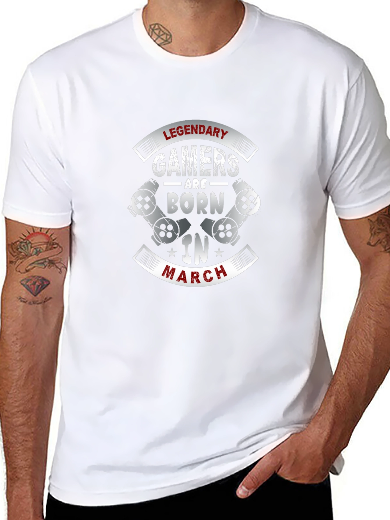 Legendary Gamers Born in March Black Graphic T-Shirt