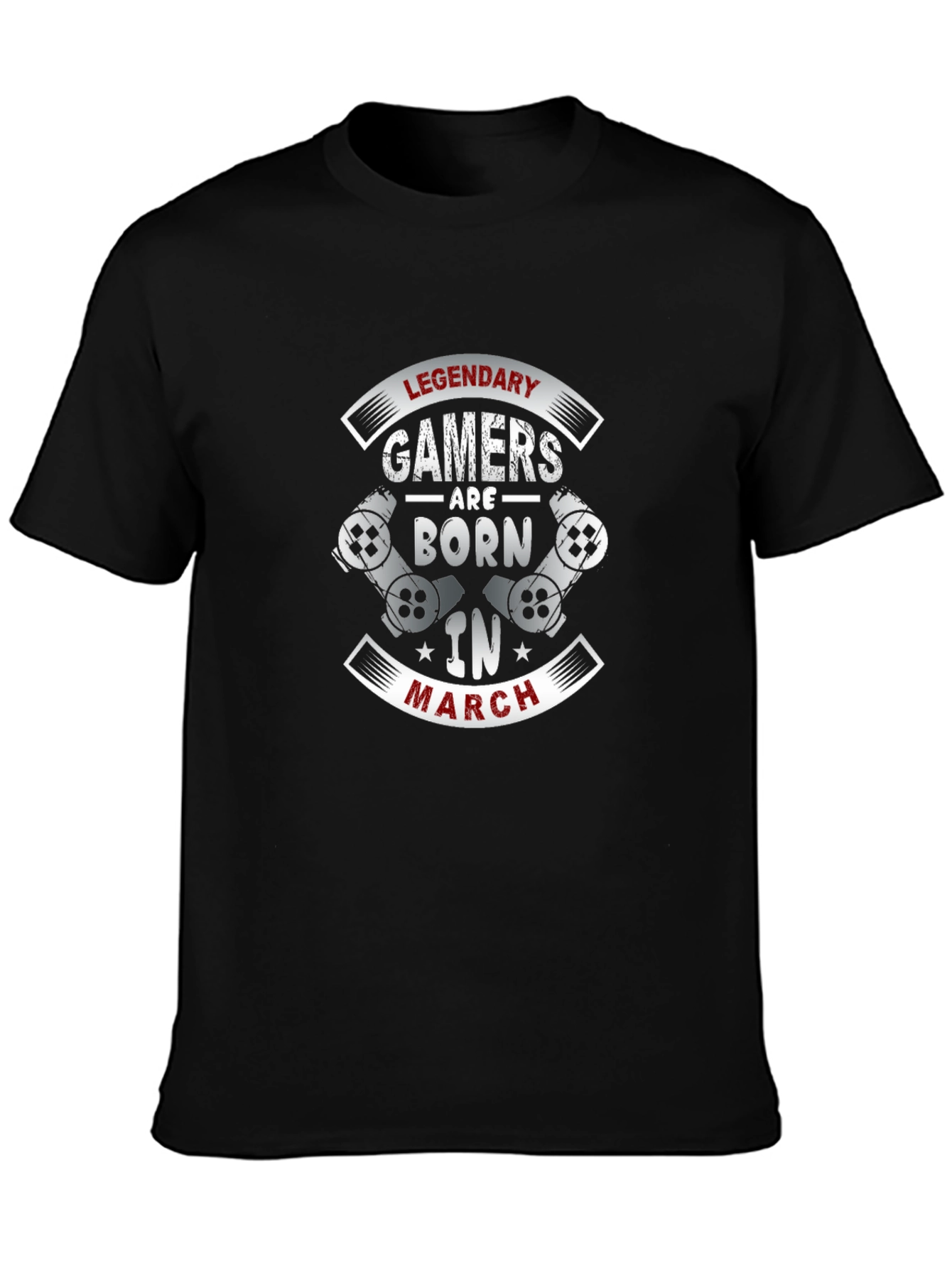 Legendary Gamers Born in March Black Graphic T-Shirt