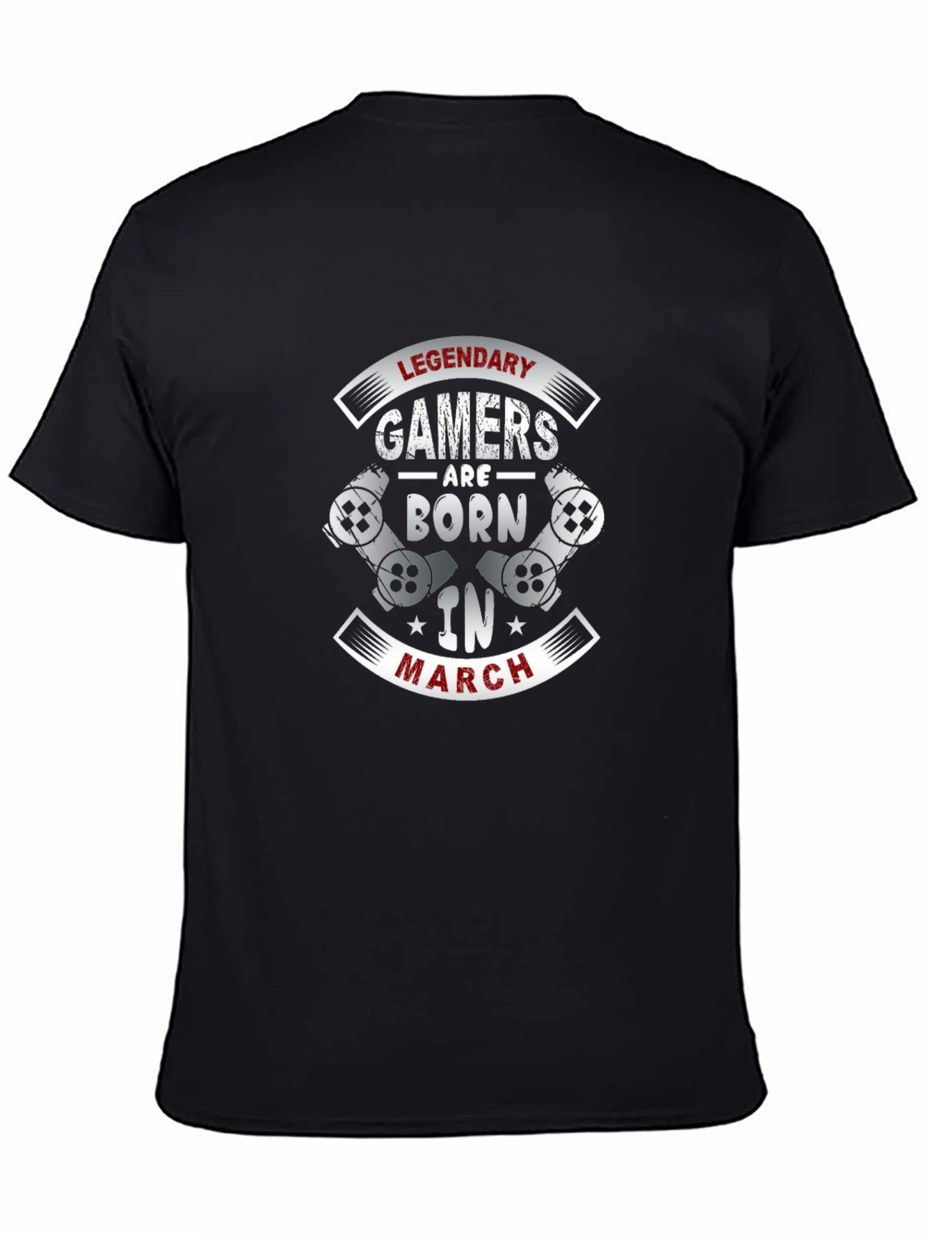Legendary Gamers Born in March Black Graphic T-Shirt