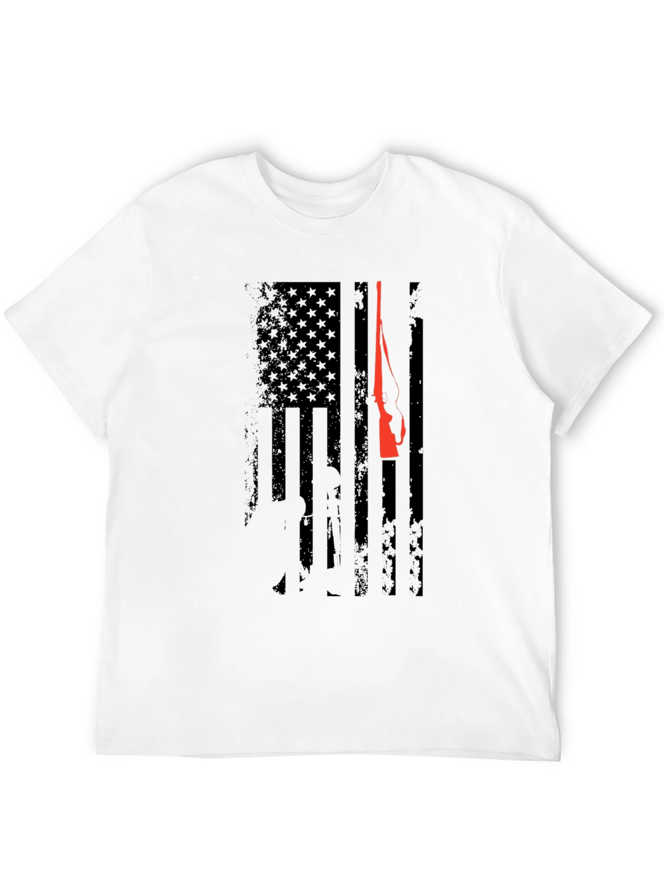 Patriotic Hunting Rifle American Flag Graphic T-Shirt