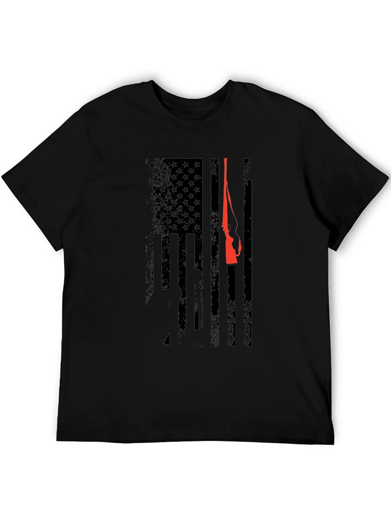 Patriotic Hunting Rifle American Flag Graphic T-Shirt