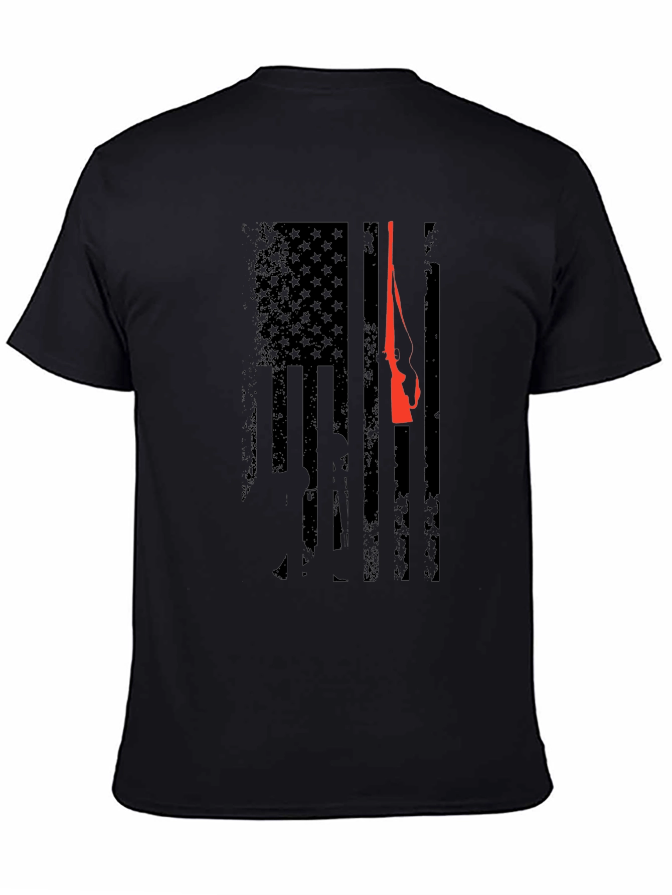 Patriotic Hunting Rifle American Flag Graphic T-Shirt