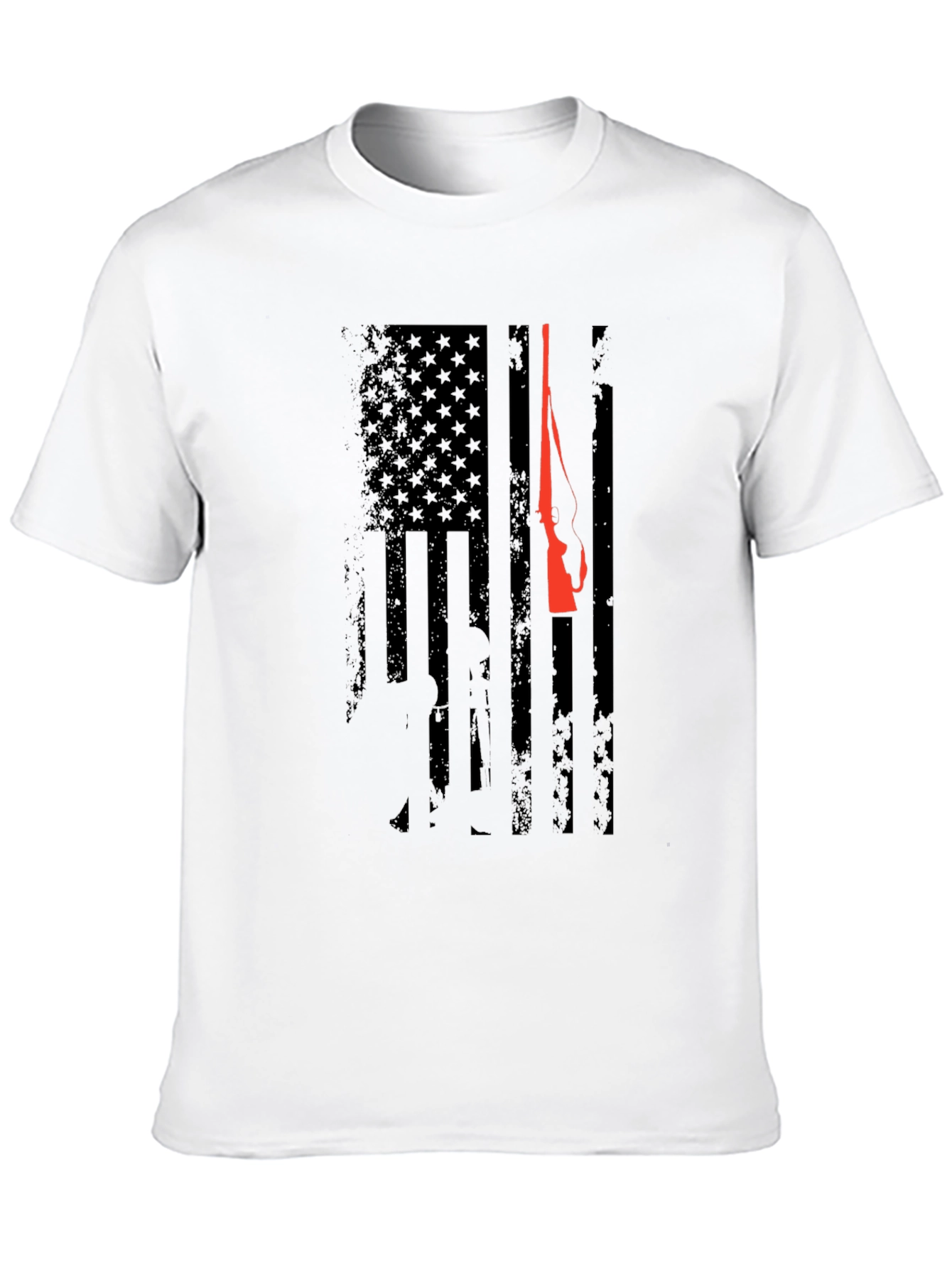 Patriotic Hunting Rifle American Flag Graphic T-Shirt