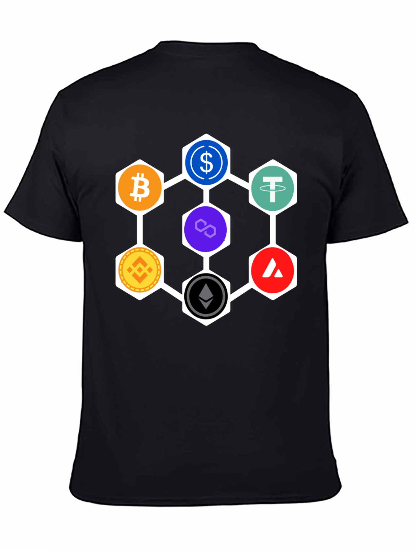Crypto Hexagon T-Shirt - Bitcoin Ethereum and More!