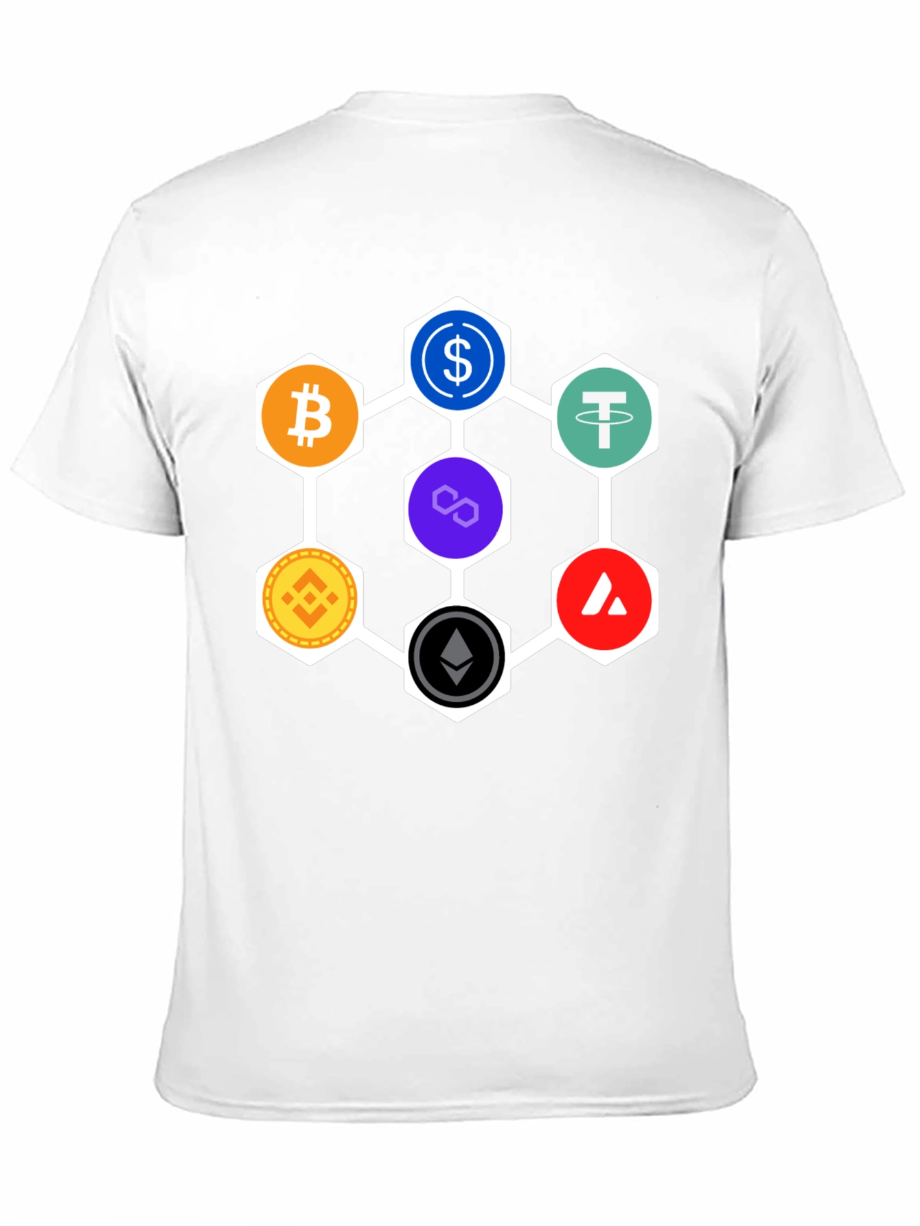 Crypto Hexagon T-Shirt - Bitcoin Ethereum and More!